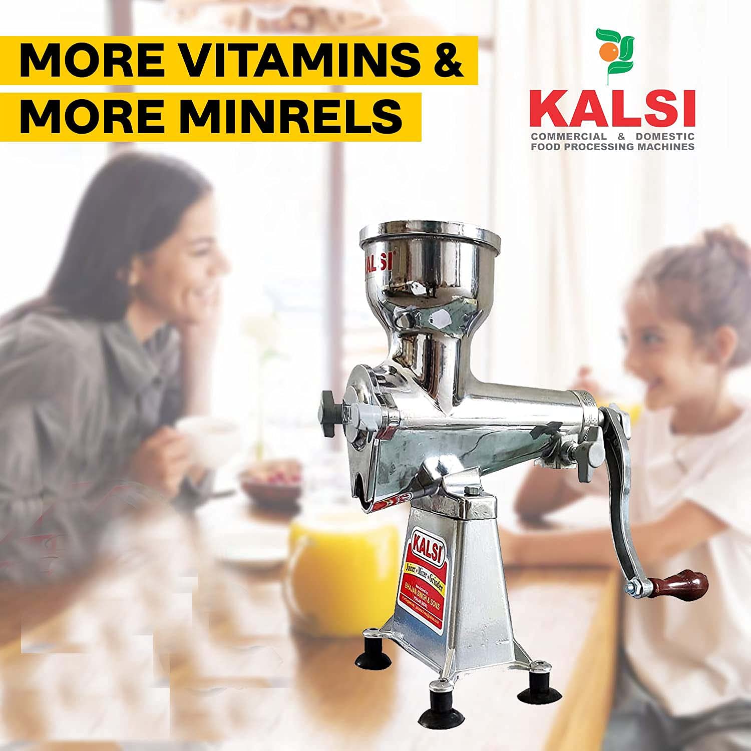 Premium KALSI Manual Citrus Juicer - Hand Press for Oranges, Pomegranates, Limes - Fresh Healthy Juice Maker - Durable Export Quality - Perfect for Home Kitchen, Camping & Healthy Lifestyle