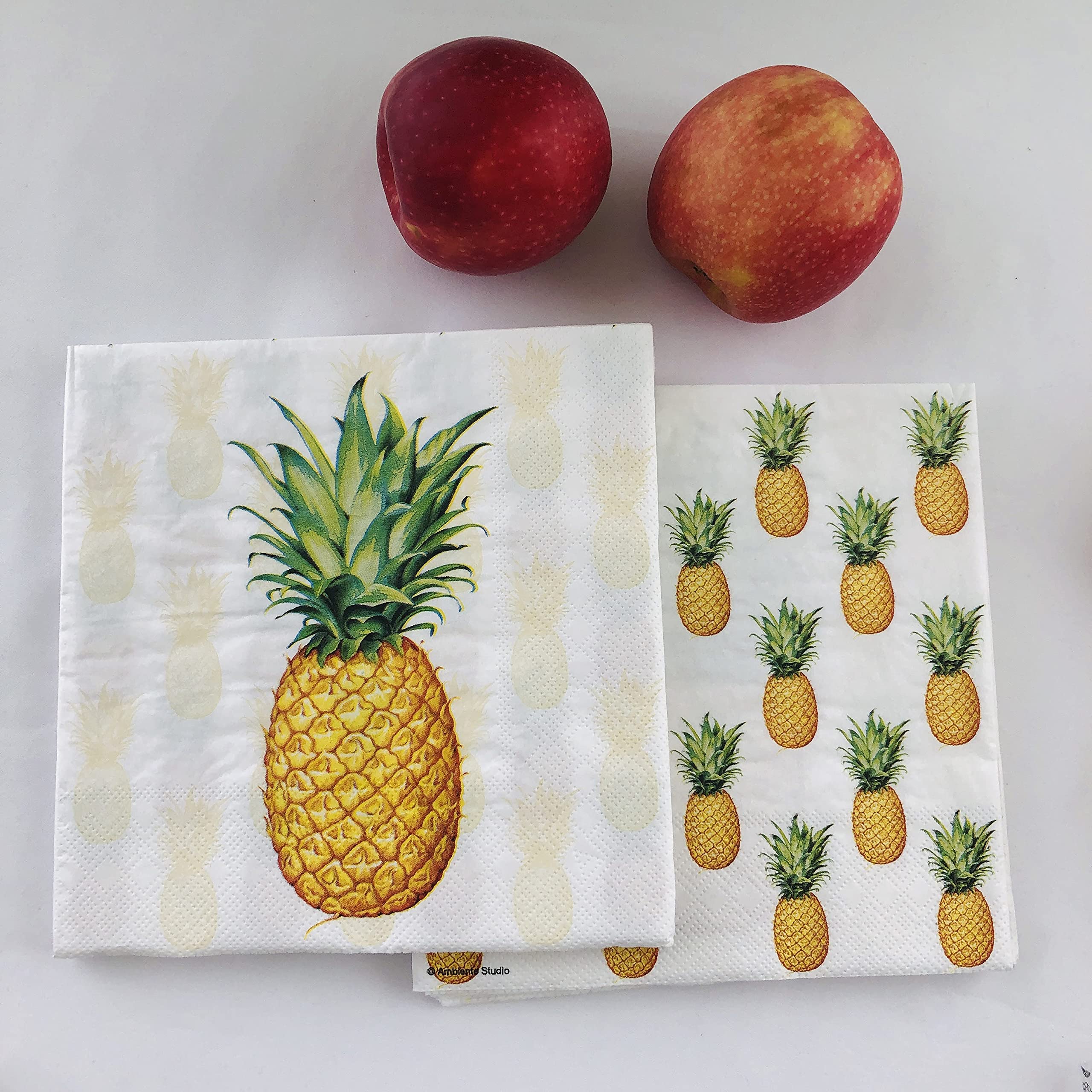 20-Count 13x13 Inch Pineapple Decoupage Paper Napkins for Cocktail Parties, Thanksgiving Dinner, and Tropical-Themed Decorations