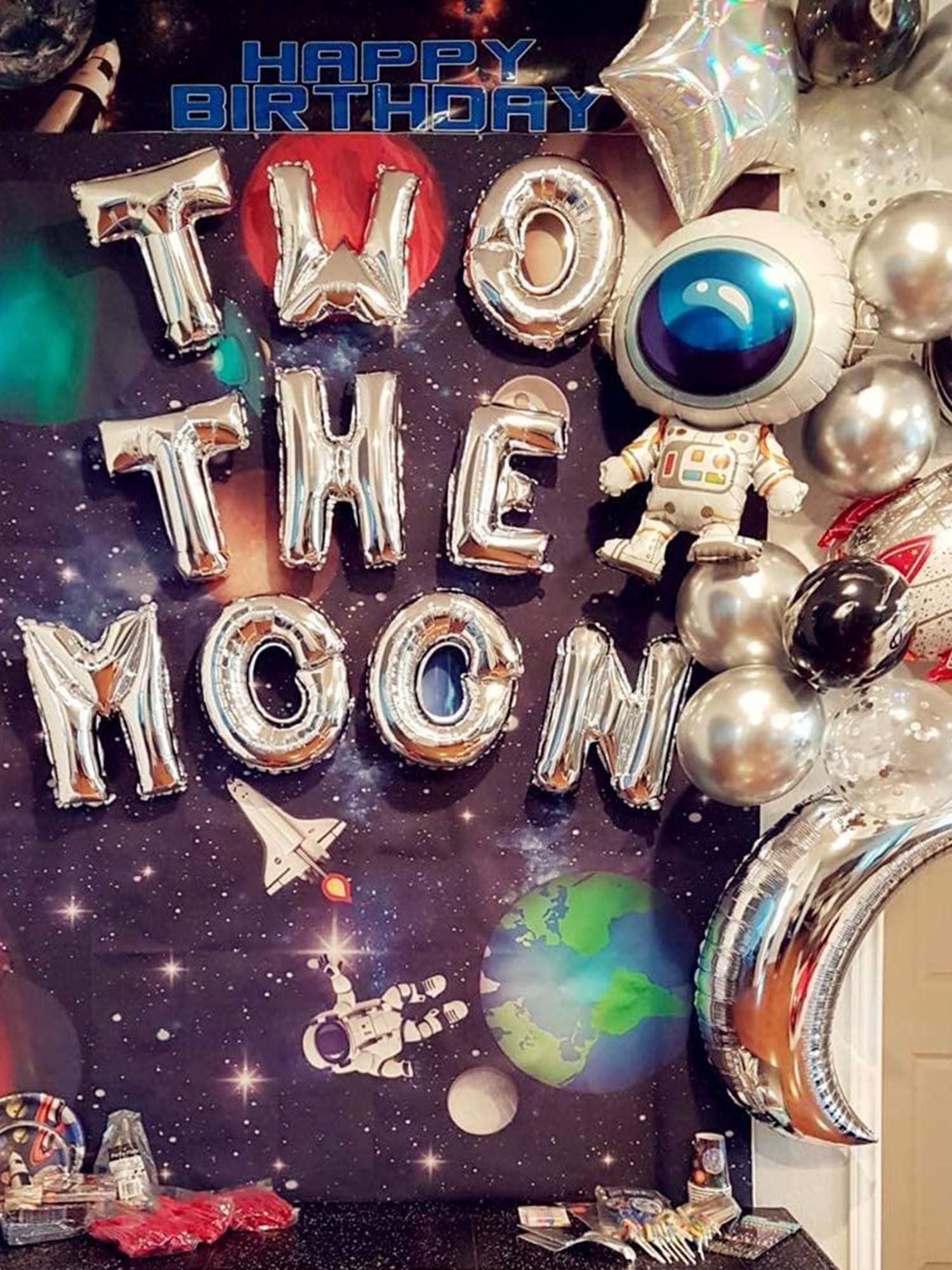 JeVenis Two the Moon Balloons - Space Birthday Party Decorations, Galaxy & Astronaut Balloons for Outer Space Theme Parties, Baby Showers & NASA Events - Perfect for Space-Themed Decorations, Kids Room Decor & Celestial Celebrations