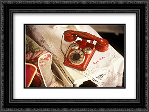 Vintage Phone II - 18x15 Black Ornate Framed & Double Matted Museum Art Print by Clayton-Thompson | Wall Decor for Living Room, Office & Vintage Style Homes