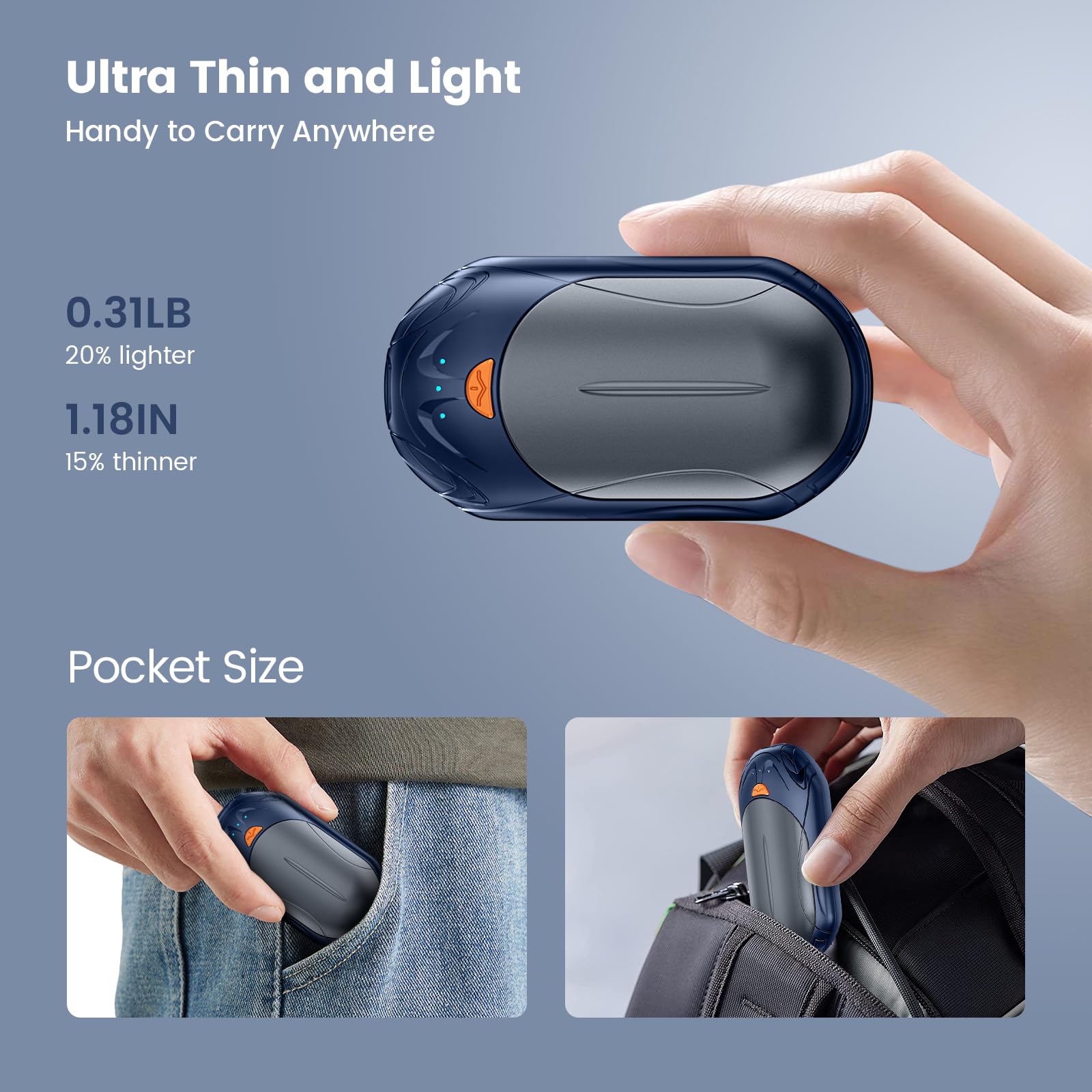Rechargeable AI Hand Warmers 2 Pack - 6000mAh Electric Hand Warmer with 20Hrs Heating, Portable Pocket Heater for Winter, Camping, Hiking & Outdoor Activities - Perfect Christmas Gift for Men & Women