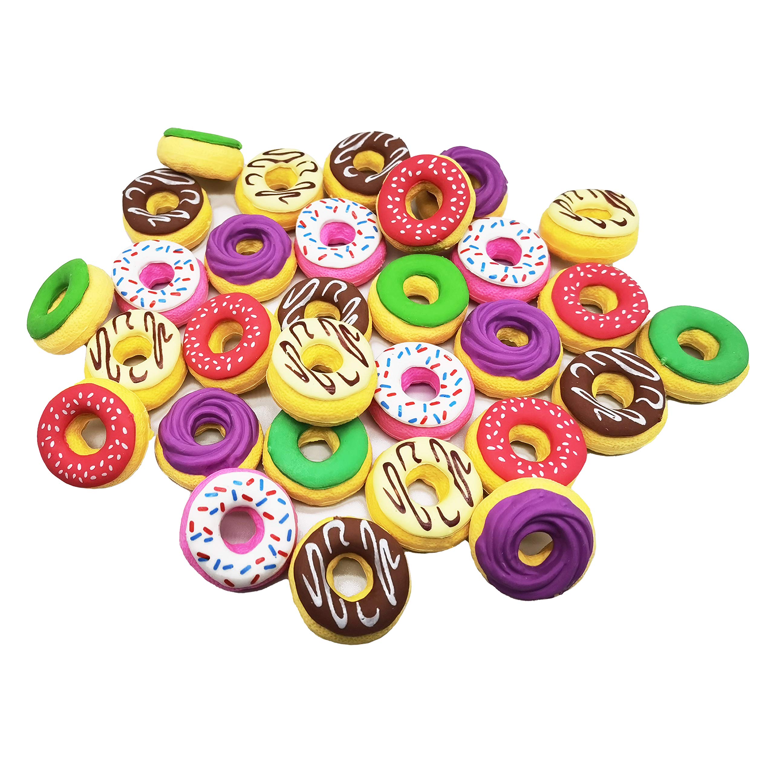 24-Pack Donut-Shaped Pencil Erasers - Fun Puzzle Erasers for Kids Party Favors, Classroom Rewards & School Supplies - Cute Food-Themed Erasers for Students, Teachers & Office Use