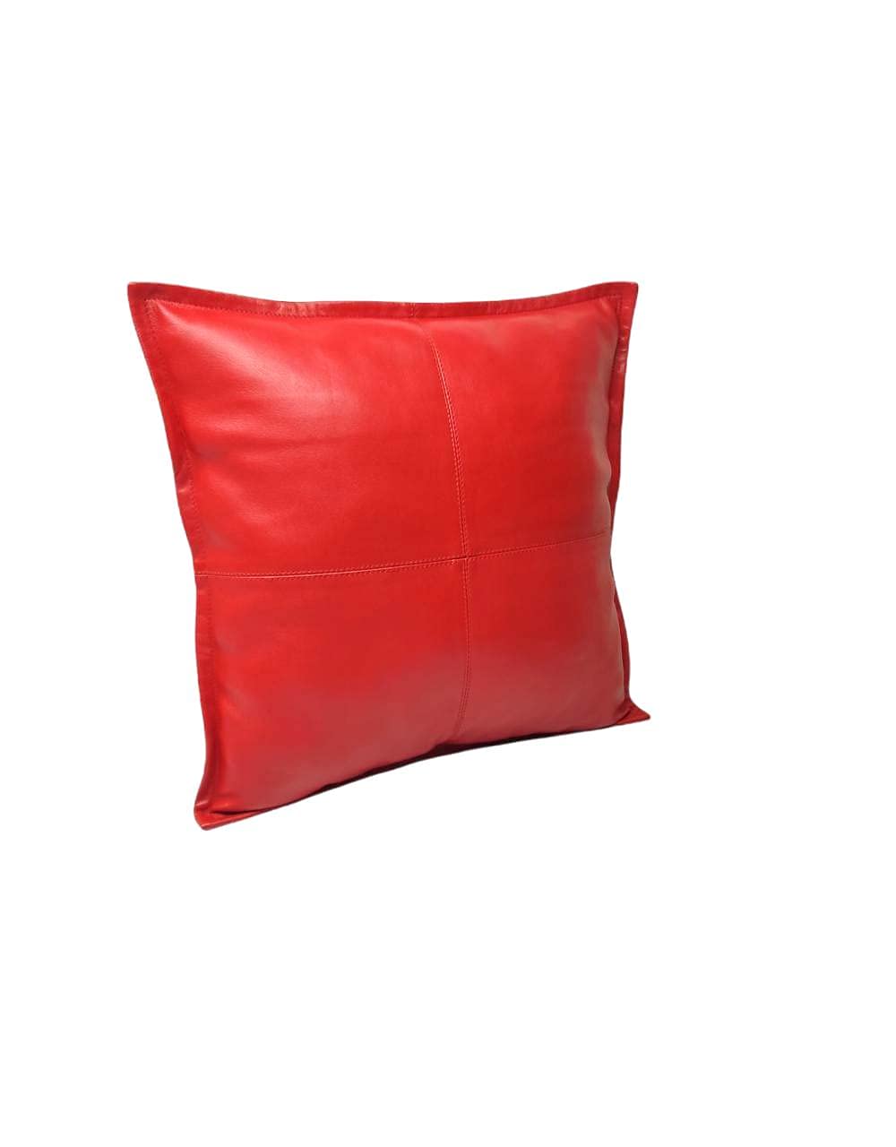 Premium Lambskin Leather Pillow Cover - 14x14 Inch Sofa Cushion Case - Luxury Decorative Throw Covers for Living Room & Bedroom - Soft & Durable - Red Box Pack of 2 - Perfect for Home Decor, Gifts & Cozy Interior Styling