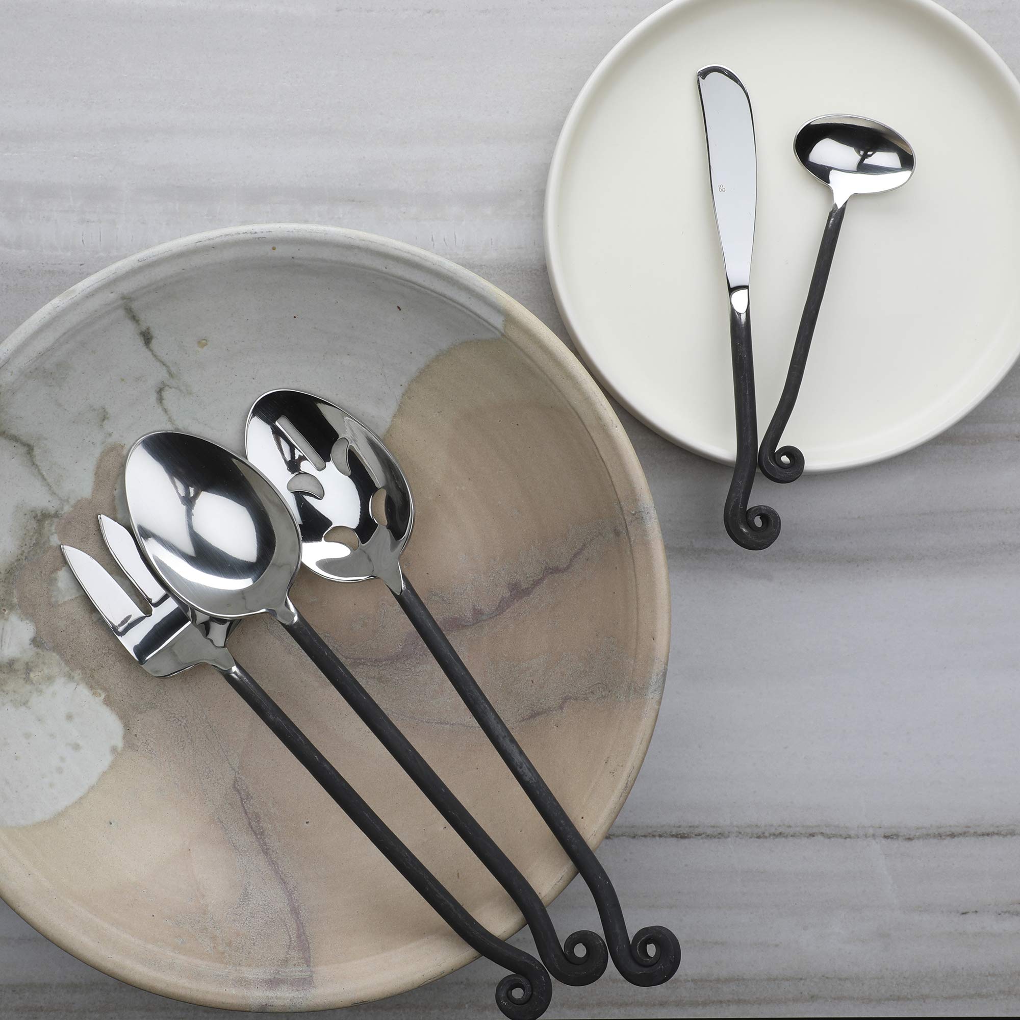 Gourmet Settings 5-Piece Stainless Steel Flatware Set - Treble Clef Collection (Matte/Polished Finish) - Knife, Fork & Spoons - Dishwasher Safe - Perfect for Dinner Parties, Weddings & Formal Dining