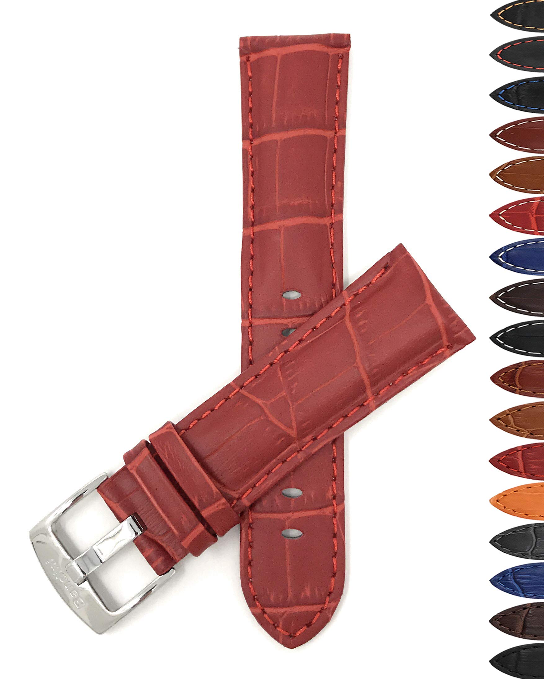 Men's 20mm Alligator Leather Watch Band - Classic & Smart Watch Strap Replacement - for Daily Wear & Formal Occasions