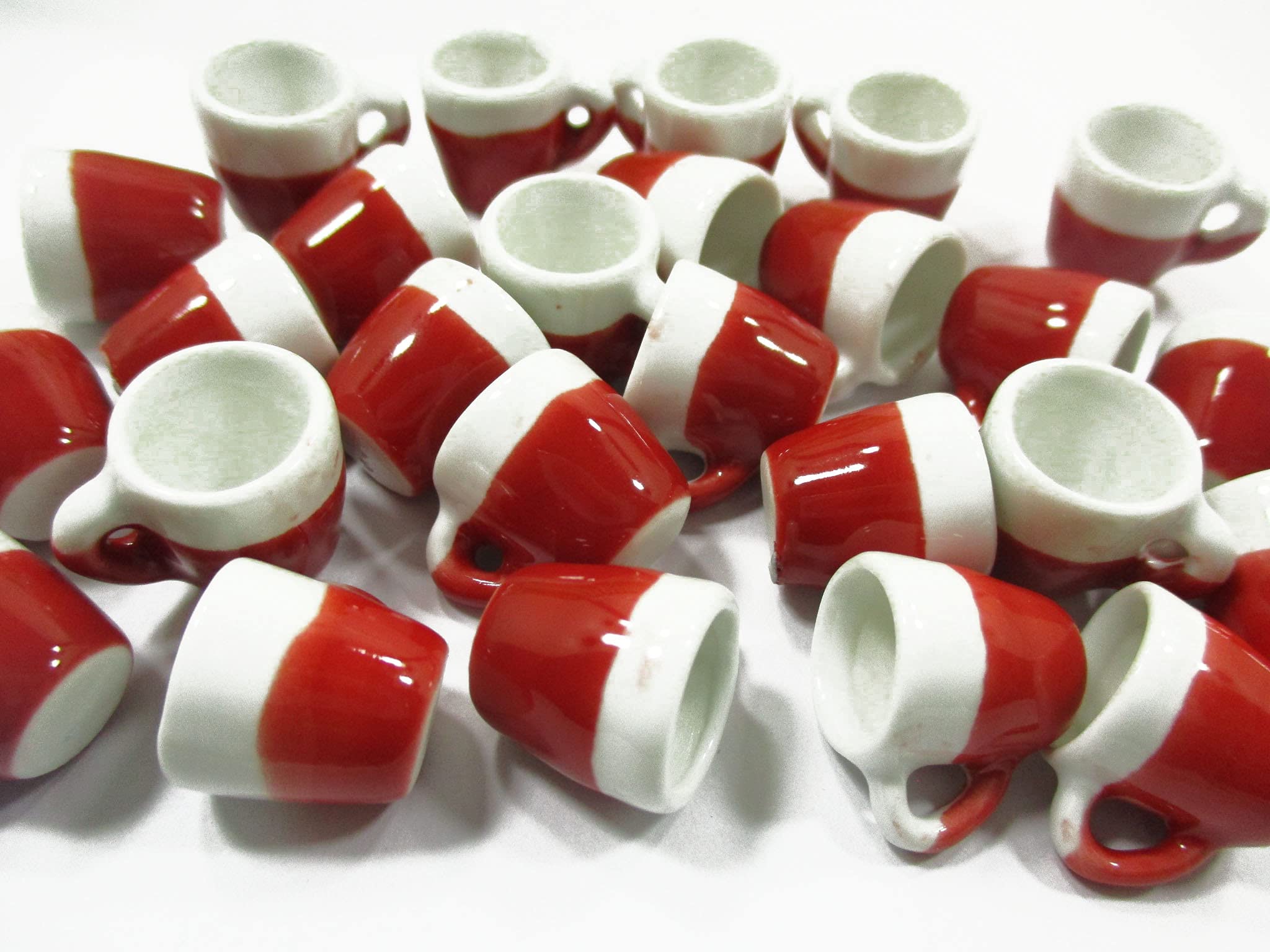 10-Piece Red Ceramic Miniature Mug Set - Dollhouse Kitchen Accessories & Christmas Decor - Perfect for Miniature Displays, DIY Projects, and Holiday Gift Giving