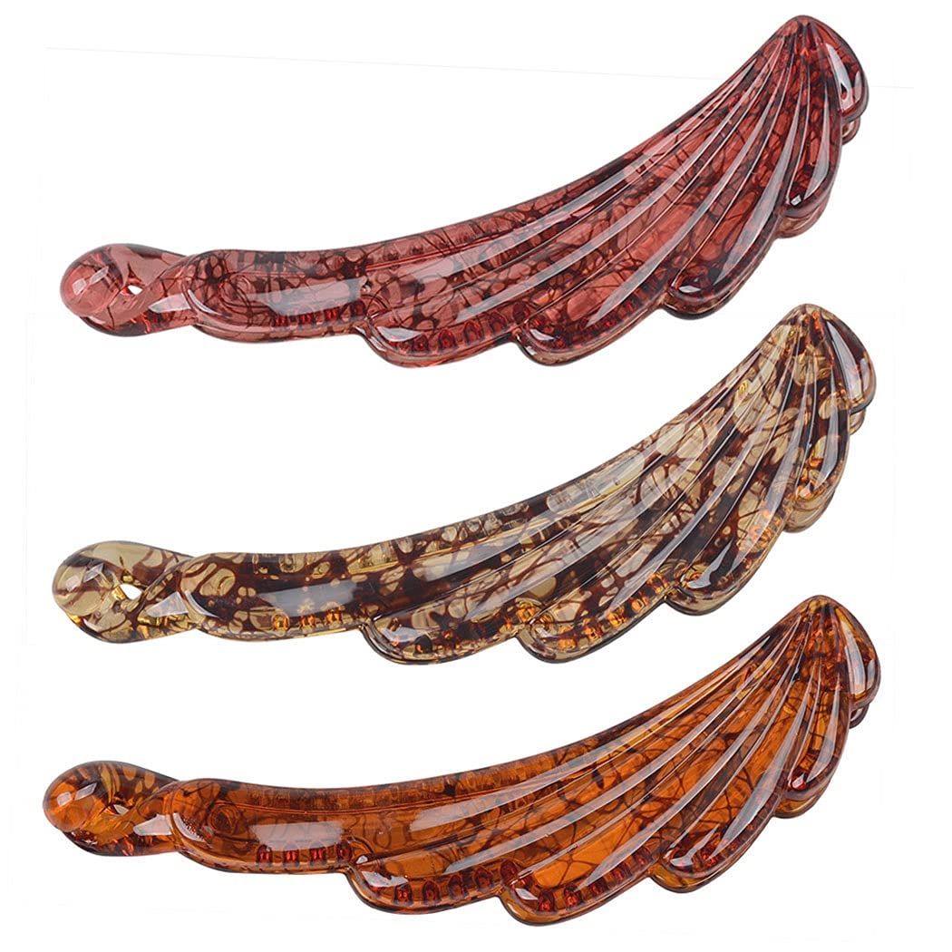 Licogel Banana Hair Clips 3PCS - Large Decorative Resin Hair Claw Clips for Women, Lightweight Strong Hair Clincher Combs - Perfect for Ponytails, Buns and Everyday Hairstyles