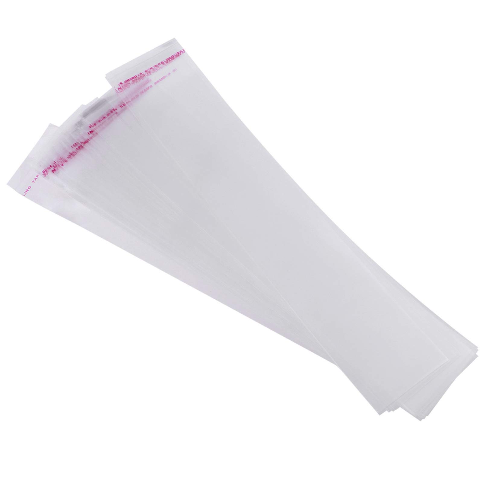 200pcs Clear Long Cello Bags 5x27cm - Self Sealing Thick Adhesive Plastic Bags for Bakery, Cookies, Candy, Christmas Party Favors & Gift Packaging - Perfect for Food Storage, Party Decorations and Retail Display