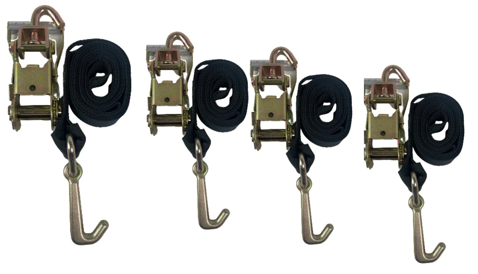 2-Pack 10-Foot Diamond Weave Tie Down Straps with Mini J-Hooks & Swivel Ratchet - Heavy Duty 4-Piece Set for Truck, Motorcycle, ATV, and Cargo Securing - Ideal for Road Trips, Moving, and Transport