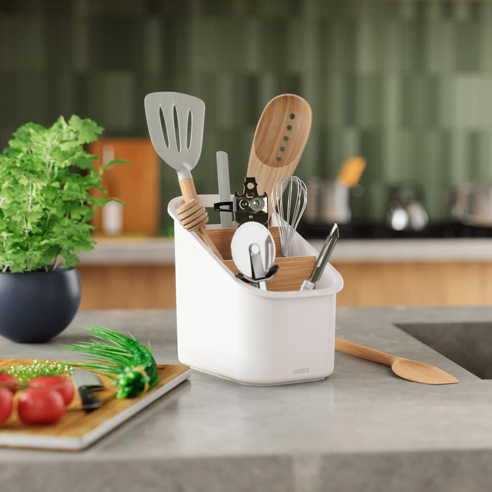 Bellwood Utensil Holder - Stainless Steel Kitchen Organizer for Spoons, Forks & Knives - Perfect for Countertop, Drawer or Pantry Storage - Modern Home & Office Kitchen Accessory