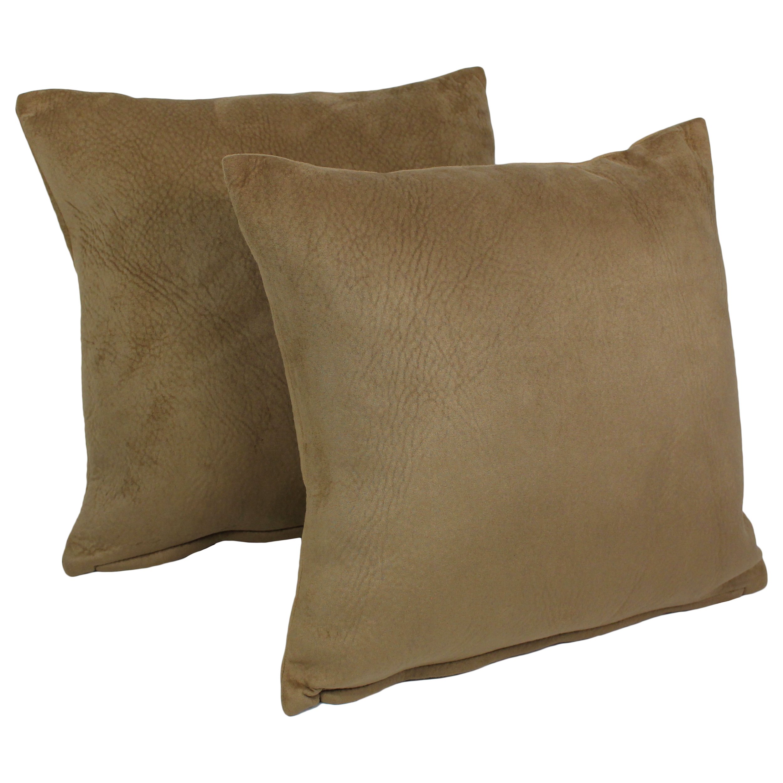 Premium Faux Leather Throw Pillows Set of 2 - 18 Inch Tan Decorative Couch Pillows for Living Room, Sofa & Bed - Soft Corded Design for Home Decor