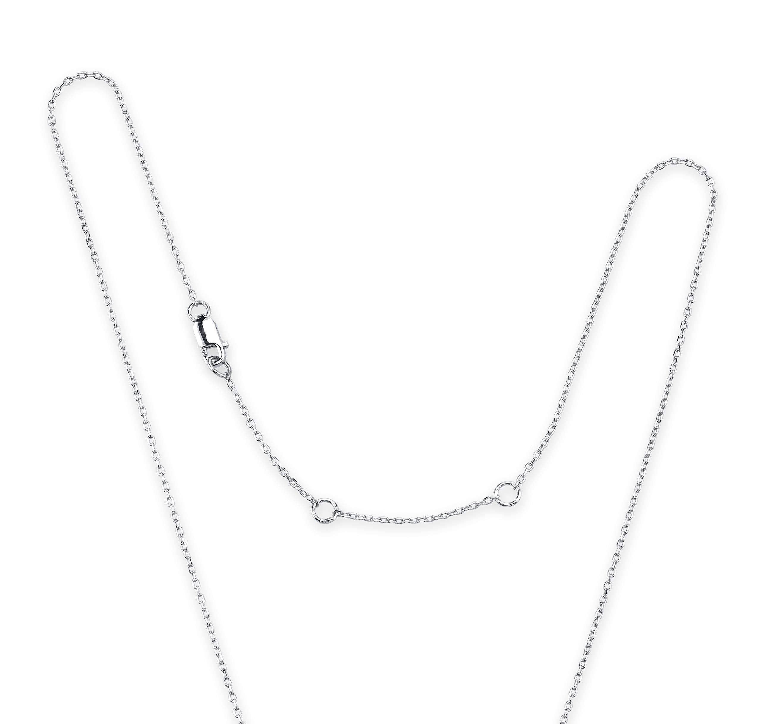 SERAFINA Diamond Charm Pendant Necklace - 925 Sterling Silver Name Necklace with Natural Diamonds - 16