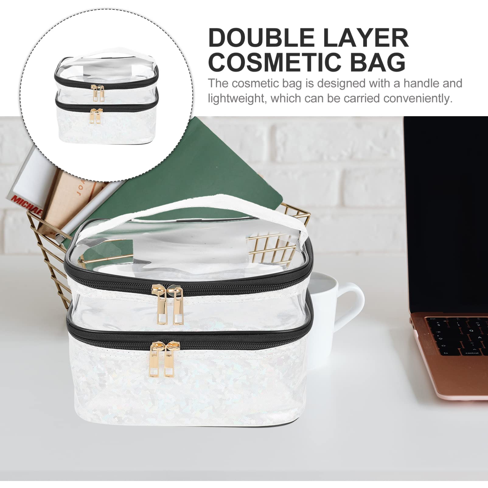 EXCLUZO Clear Makeup Bag - Portable Travel Toiletry Organizer with Zipper, Waterproof Shower Bag for Bathroom Essentials | Perfect for Home, Gym, and Vacation Travel Accessories