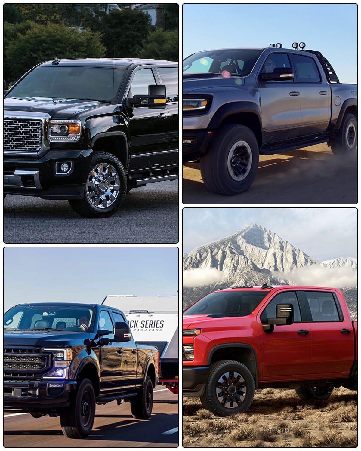 ECCPP Power Heated Towing Mirrors for Chevy Silverado & GMC Sierra 2014-2018 - Black Housing with Running Lights, Reverse Light & Turn Signal - Perfect for Towing Trailers, Boats & Campers