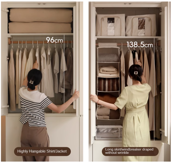 Pine Solid Wood Sectional Large Wardrobe - Cream Style Modern Closet for Bedroom & Living Room Storage Organization