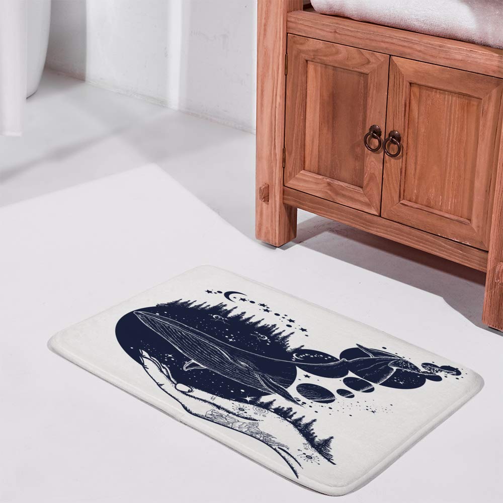 Non-Slip Bath Rug Mats - Ultra Absorbent Coral Fleece Shower Mat for Tub, Bathroom & Home Decor | Machine Washable, Anti-Skid Floor Protection | Perfect for Bathrooms, Showers & Whale-Themed Kids' Rooms