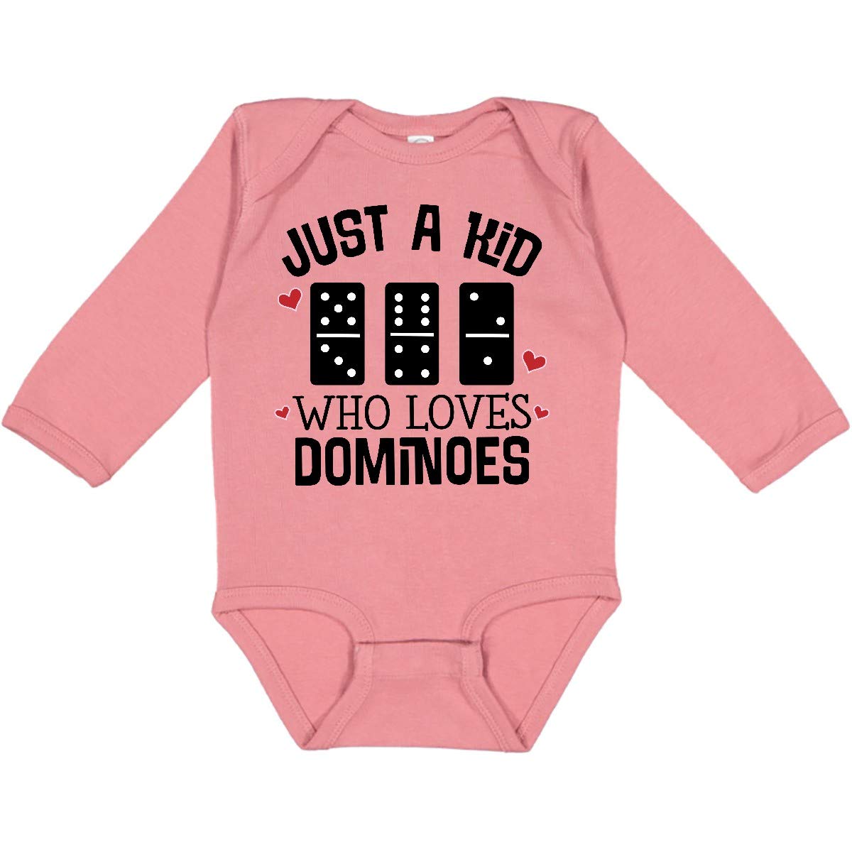 Inktastic Just a Kid Who Loves Dominoes Long Sleeve Baby Bodysuit - Soft Cotton Onesie for Toddlers, Playtime & Family Outings