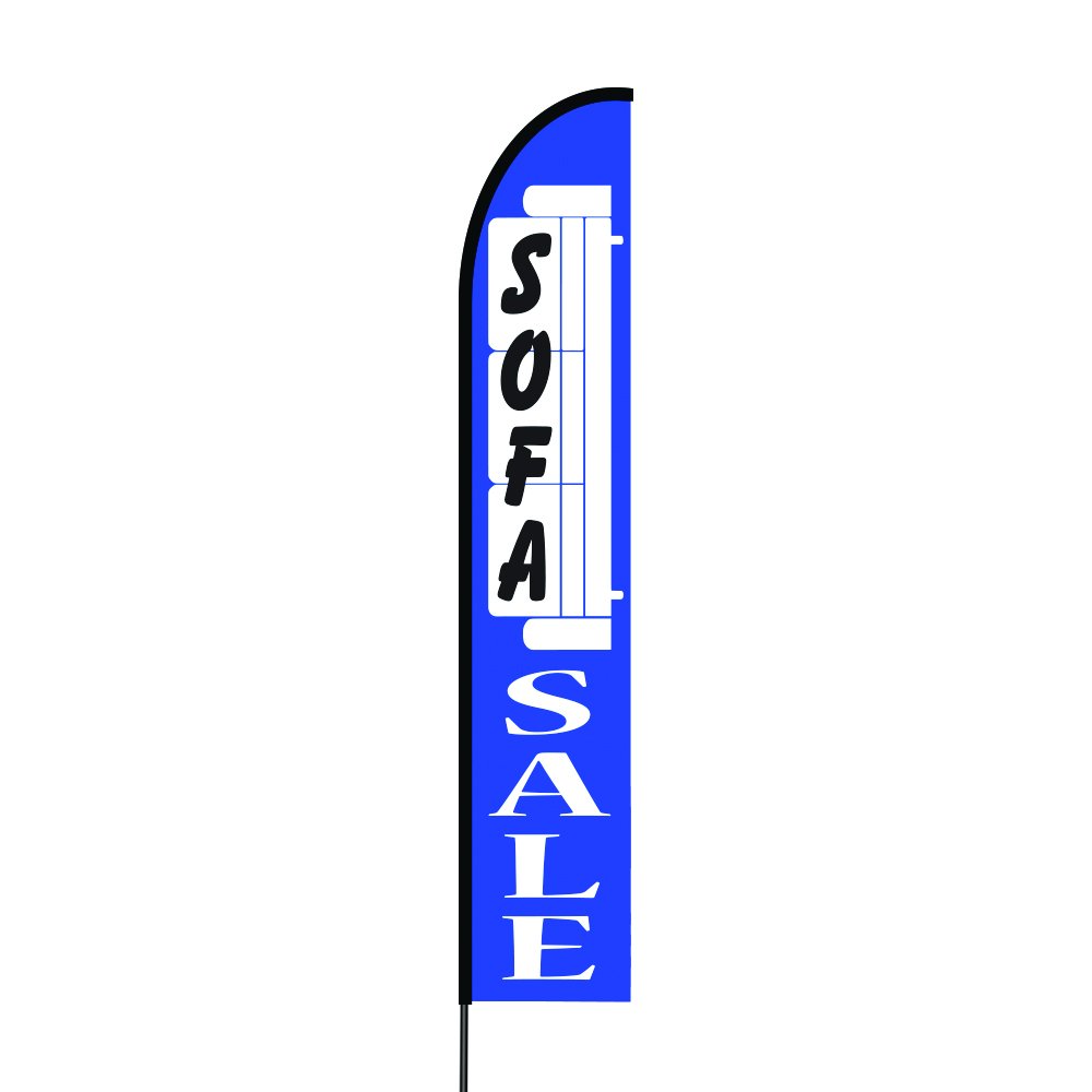 15ft Outdoor Printed Promotional Feather Flag Kit with Pole & Spike - Durable Business Advertising Swooper Banner for Events, Grand Openings & Sales - Perfect for Retail Stores, Car Dealerships & Outdoor Markets