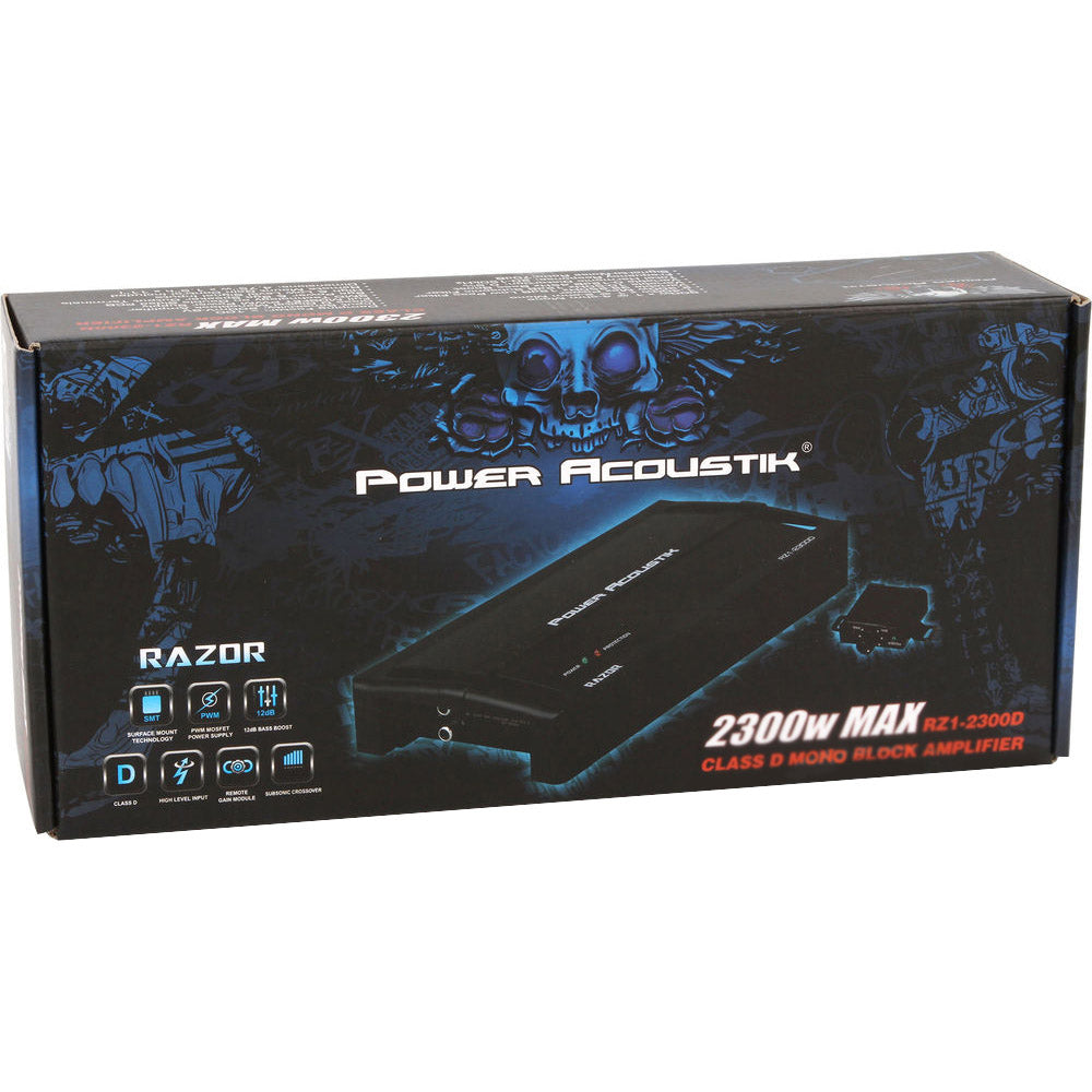 Power Acoustik RZ1 2300D Razor Series Monoblock Class D Car Amplifier - 2300W Full Range Power for Subwoofers & Speakers - Perfect for Car Audio Systems & Bass Boost