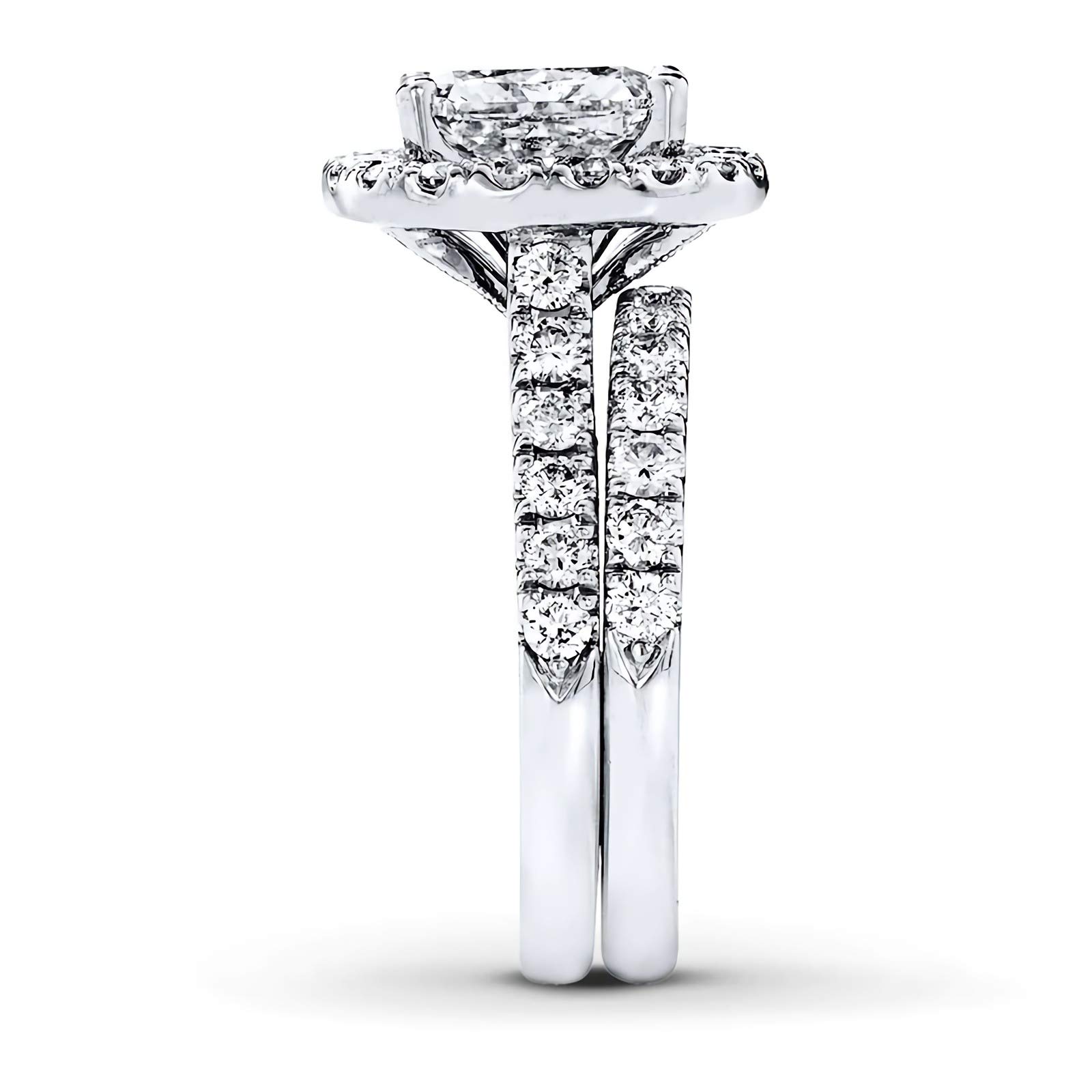 3.1 CT Radiant Cut Moissanite Engagement Ring Set for Women - Platinum Plated Sterling Silver Wedding Band & Eternity Ring - Perfect for Proposals, Anniversaries & Bridal Jewelry Gifts