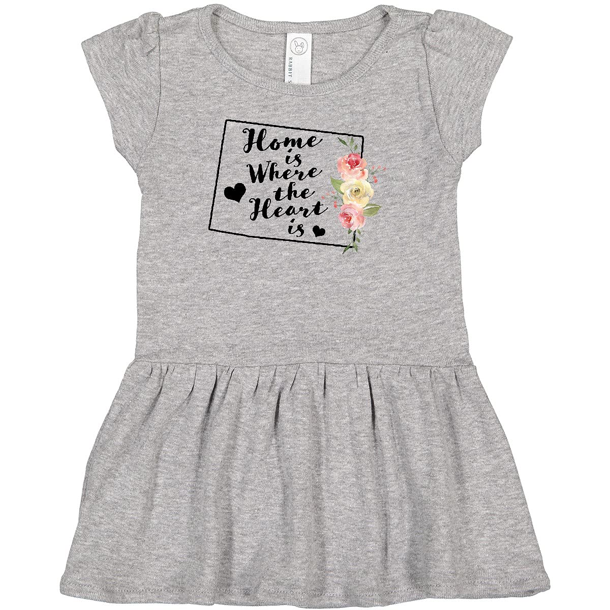Inktastic Wyoming Home is Where The Heart is Watercolor Floral Baby Girl Dress - Perfect for Family Photos, Birthday Parties & Special Occasions