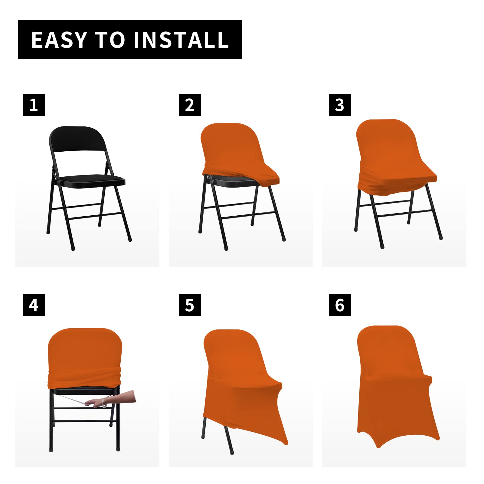 HAINARverS 10pcs Stretch Spandex Washable Chair Covers for Wedding, Party, Banquet - Decorative Fabric Covers for Events, Birthday, Conference (Orange) | Perfect for Indoor & Outdoor Celebrations