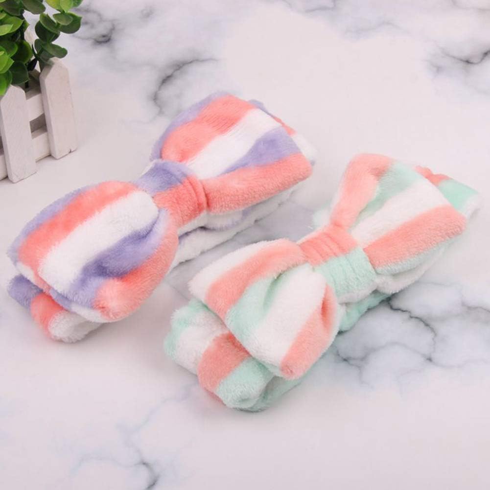 Rubela Soft Velvet Elastic Headband for Women - 2 Pack Spa Headbands for Skincare, Makeup, Hair Washing & Facial Care (Random Colors) - Perfect for Beauty Routine, Salon & Home Use