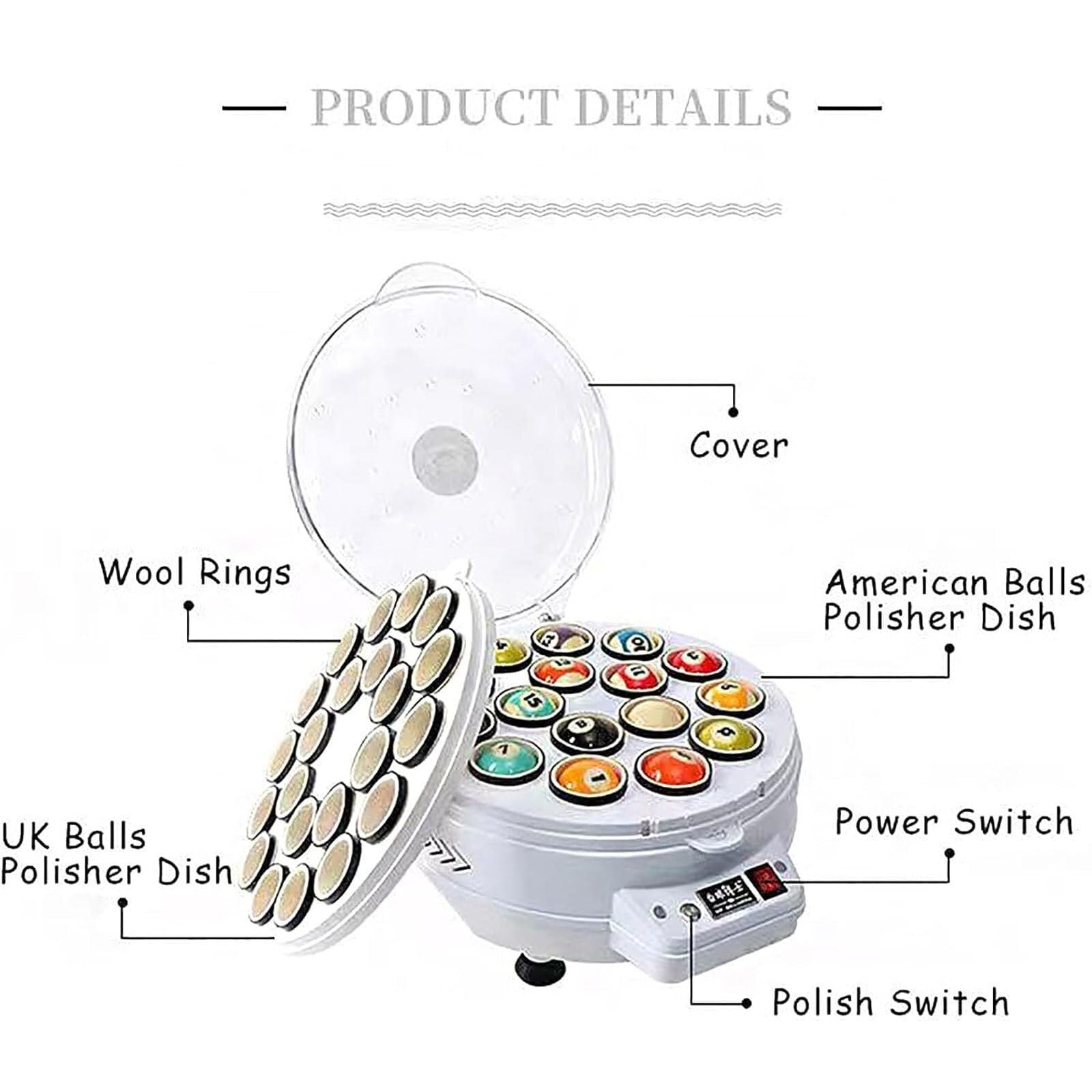 Automatic Billiard Ball Polishing & Cleaning Machine for 16/22 Balls - Pool Ball Washer & Polisher for Professional & Home Use - Perfect for Pool Halls, Game Rooms & Home Entertainment