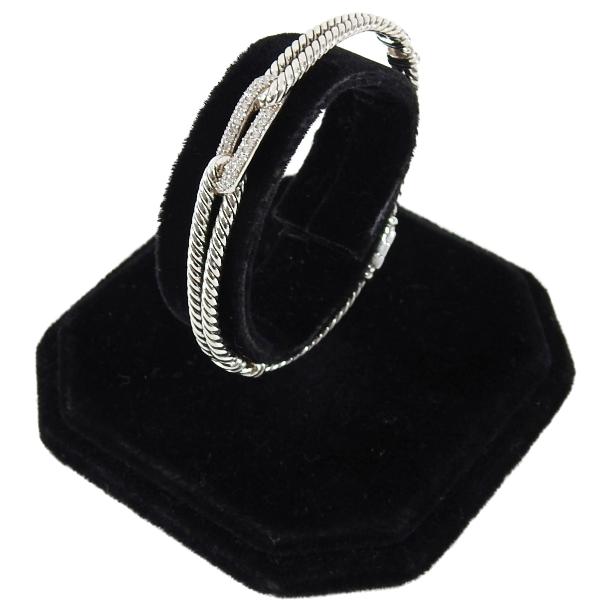 David Yurman Petite Pave Diamond & Sterling Silver Labyrinth Loop Bracelet - Elegant Jewelry for Women, Perfect for Parties, Weddings & Special Occasions