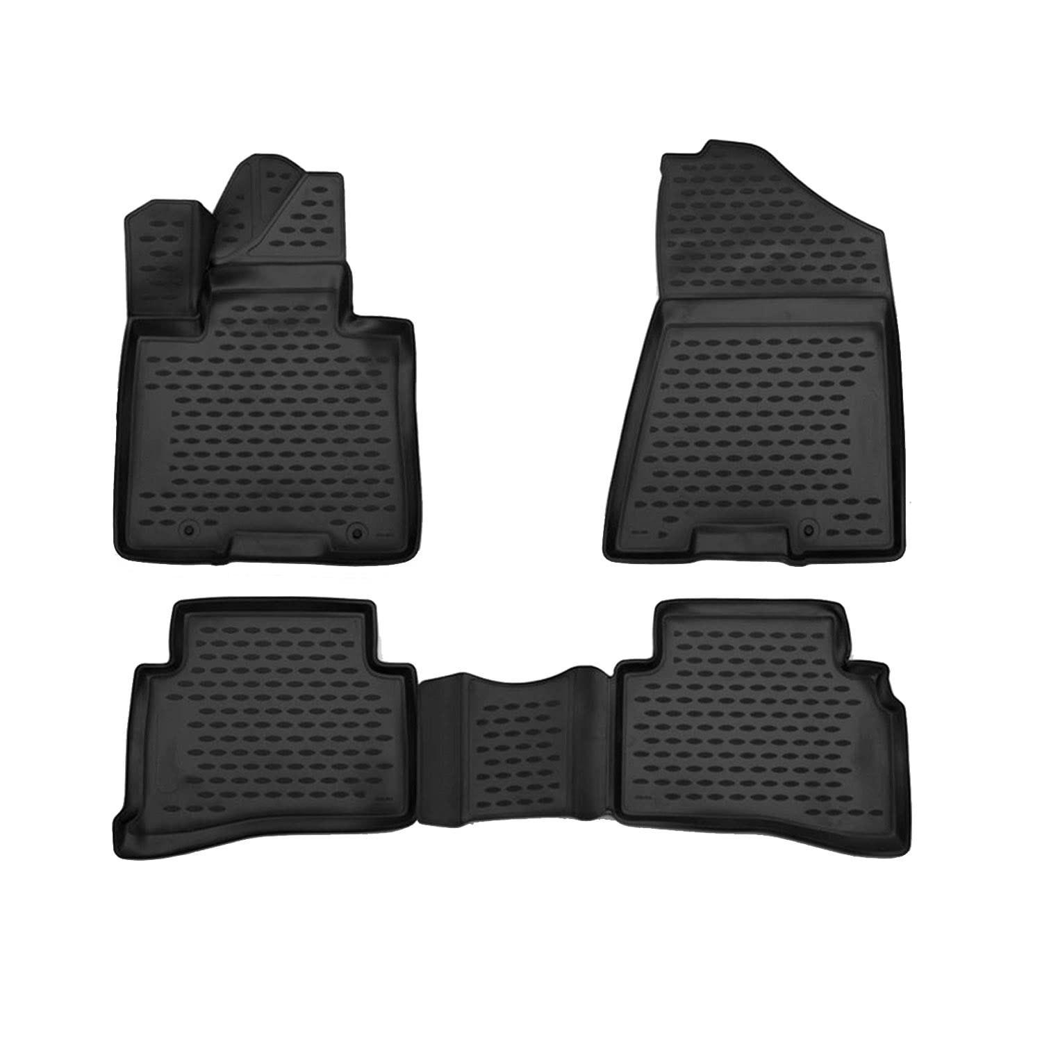 OMAC Custom Fit 3D All-Weather Floor Mats for Hyundai Tucson 2015-2021 - Waterproof, Non-Slip TPE Rubber Car Mats with Laser-Measured Precision | Perfect for Daily Commute, Road Trips & Winter Protection (Black)