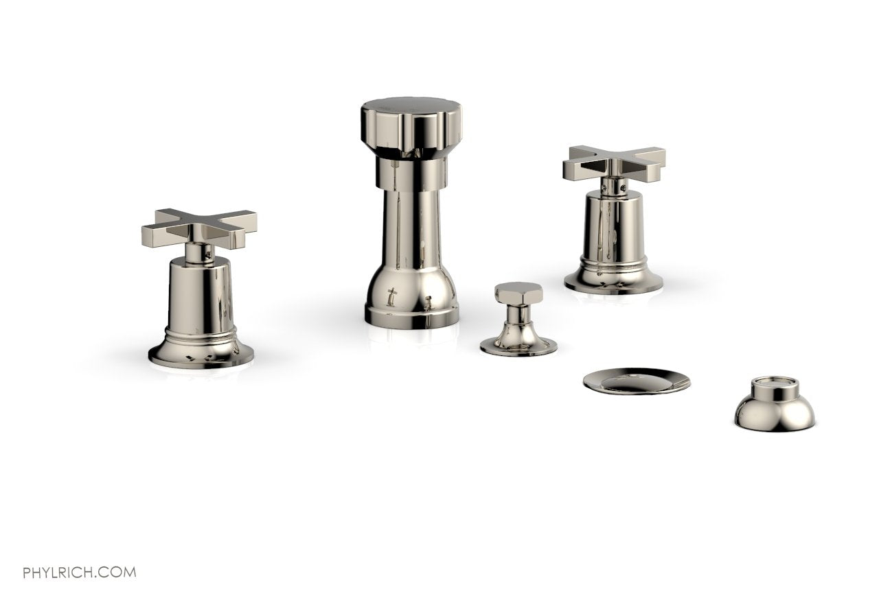 HEX MODERN 4-Hole Bidet Faucet Set with Cross Handles - Model 501 60 - Perfect for Bathroom Renovation & Modern Toilet Upgrades