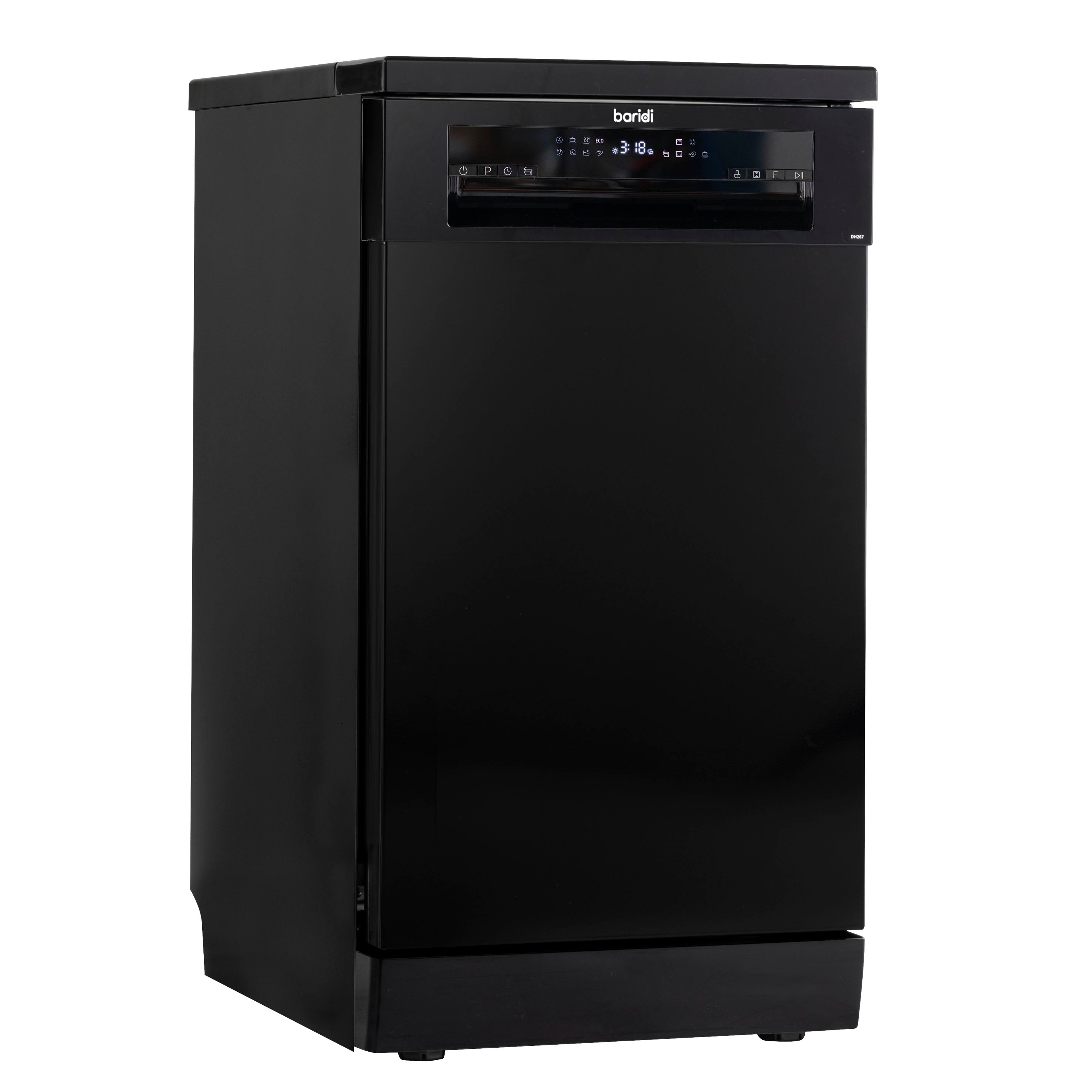 Baridi 45cm Slimline Freestanding Dishwasher - 10 Place Settings, 8 Wash Programs, Energy Efficient (Model DH267) - Perfect for Small Kitchens, Apartments & RVs