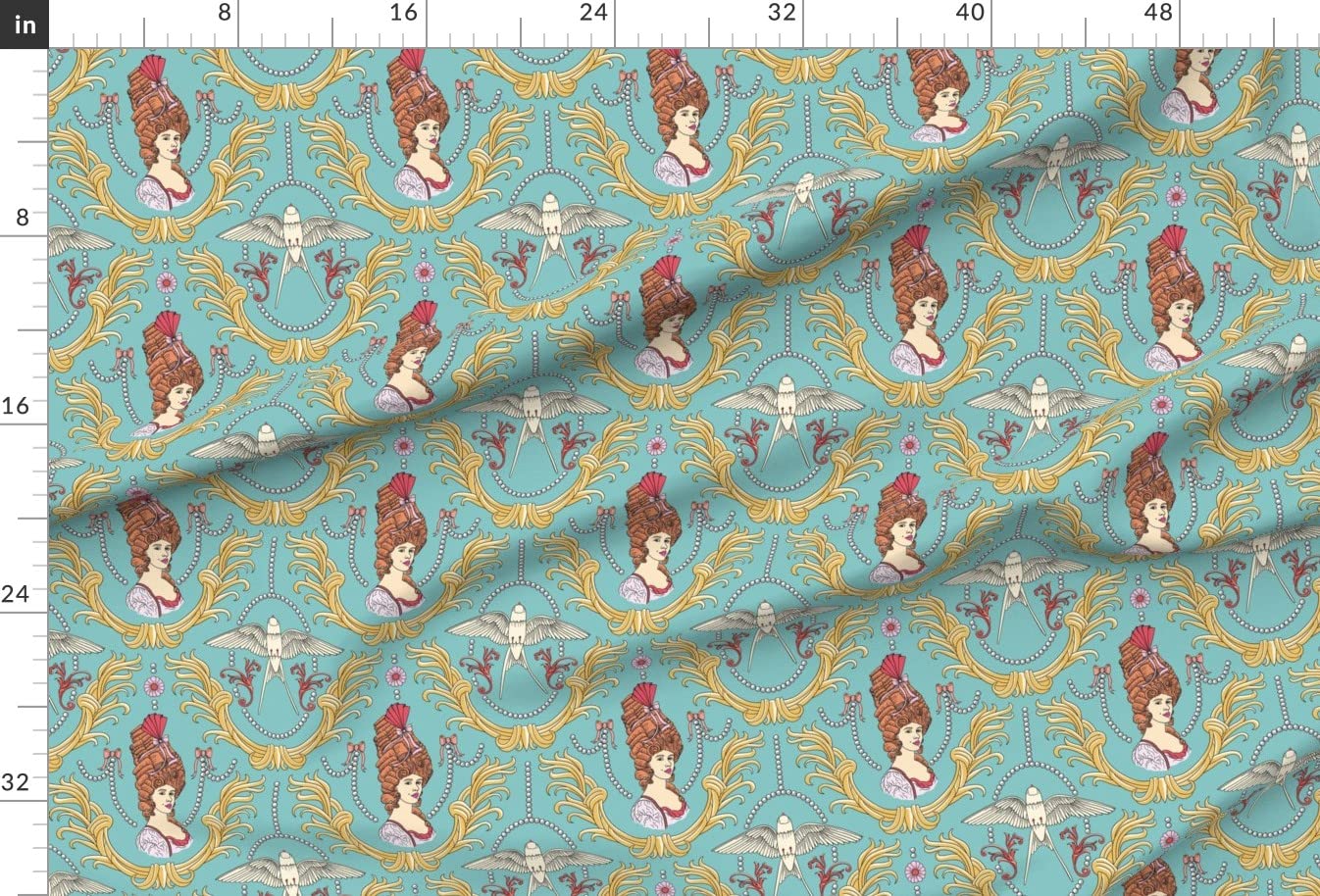 Rococo Dreams Royal Victorian Ornamental Damask Printed Minky Fabric by The Yard - Soft Plush Fabric for Sewing Baby Blankets, Quilt Backing & DIY Plush Toys - Perfect for Nursery Decor, Home Decor & Craft Projects