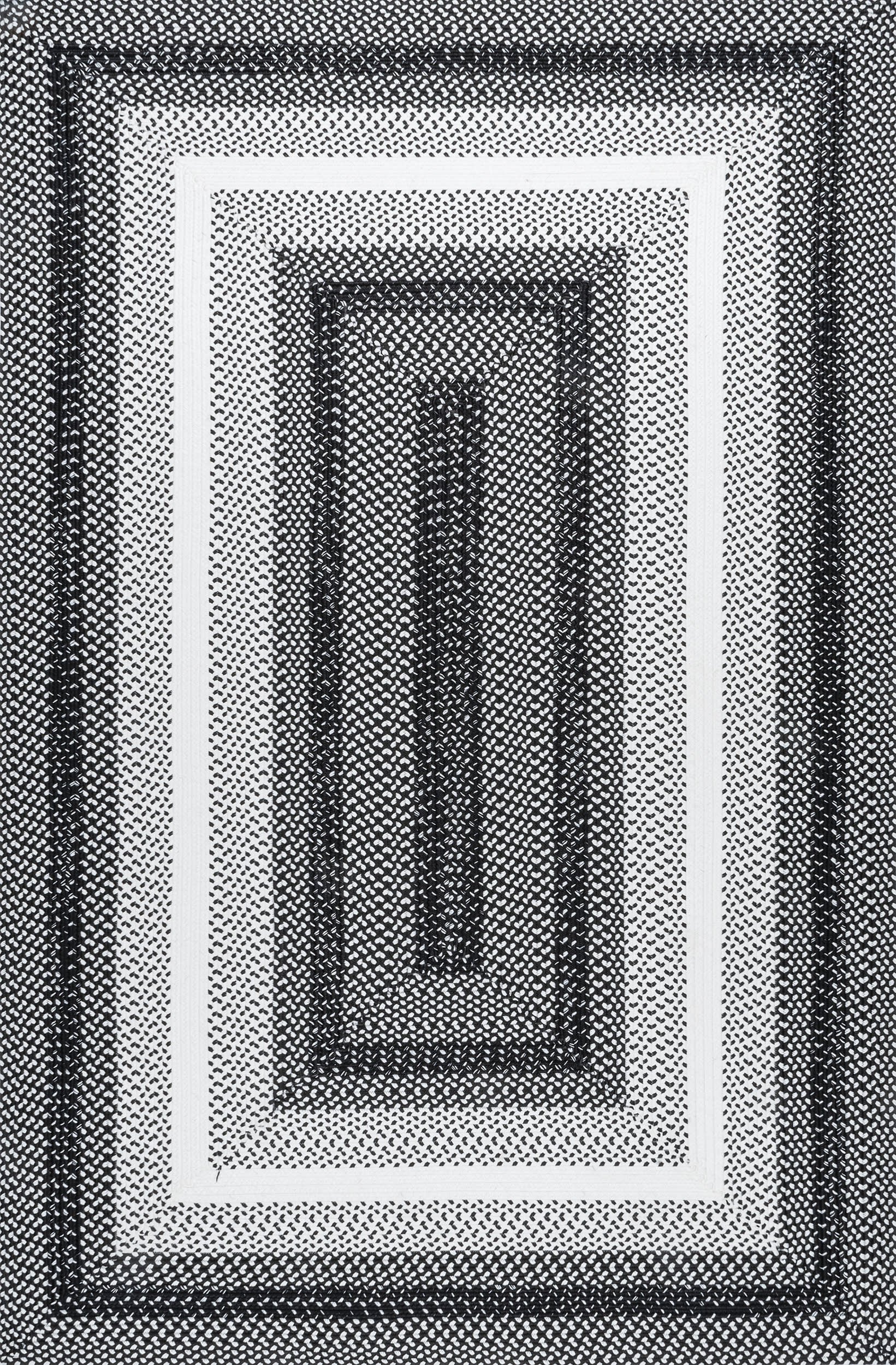 Emery Ombre Indoor/Outdoor Rug - Black & Gray Gradient Non-Slip Area Carpet for Living Room, Bedroom, Patio, Deck - Waterproof & Durable Floor Mat for Home Decor