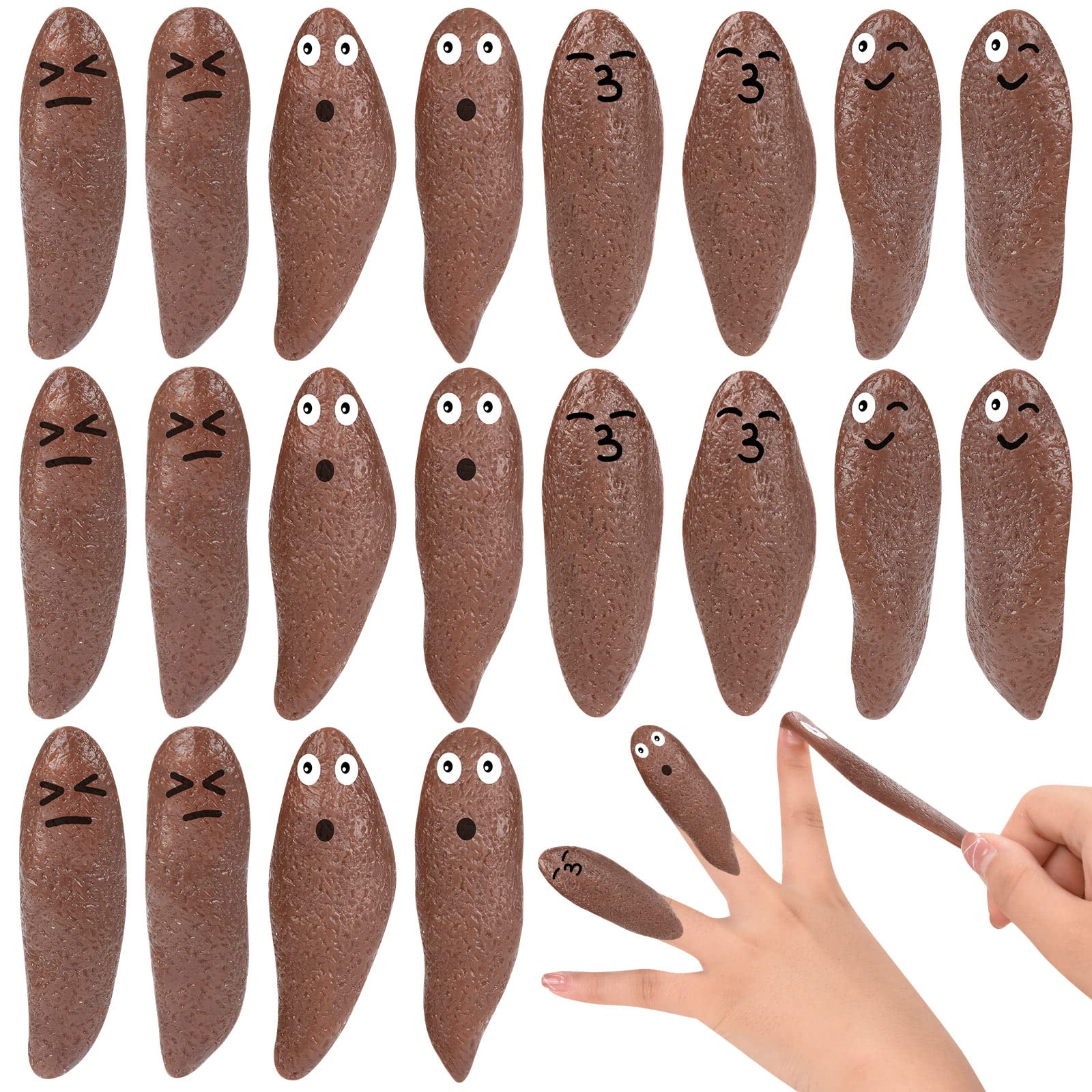 20 Pcs Finger Slingshot Novelty Toys - Fake Poop Gag Gifts for Halloween Pranks, School Parties & Office Jokes - Fun Rubber Spoof Toys for Kids & Adults - Perfect for Prank Wars, Birthday Gifts & Stress Relief