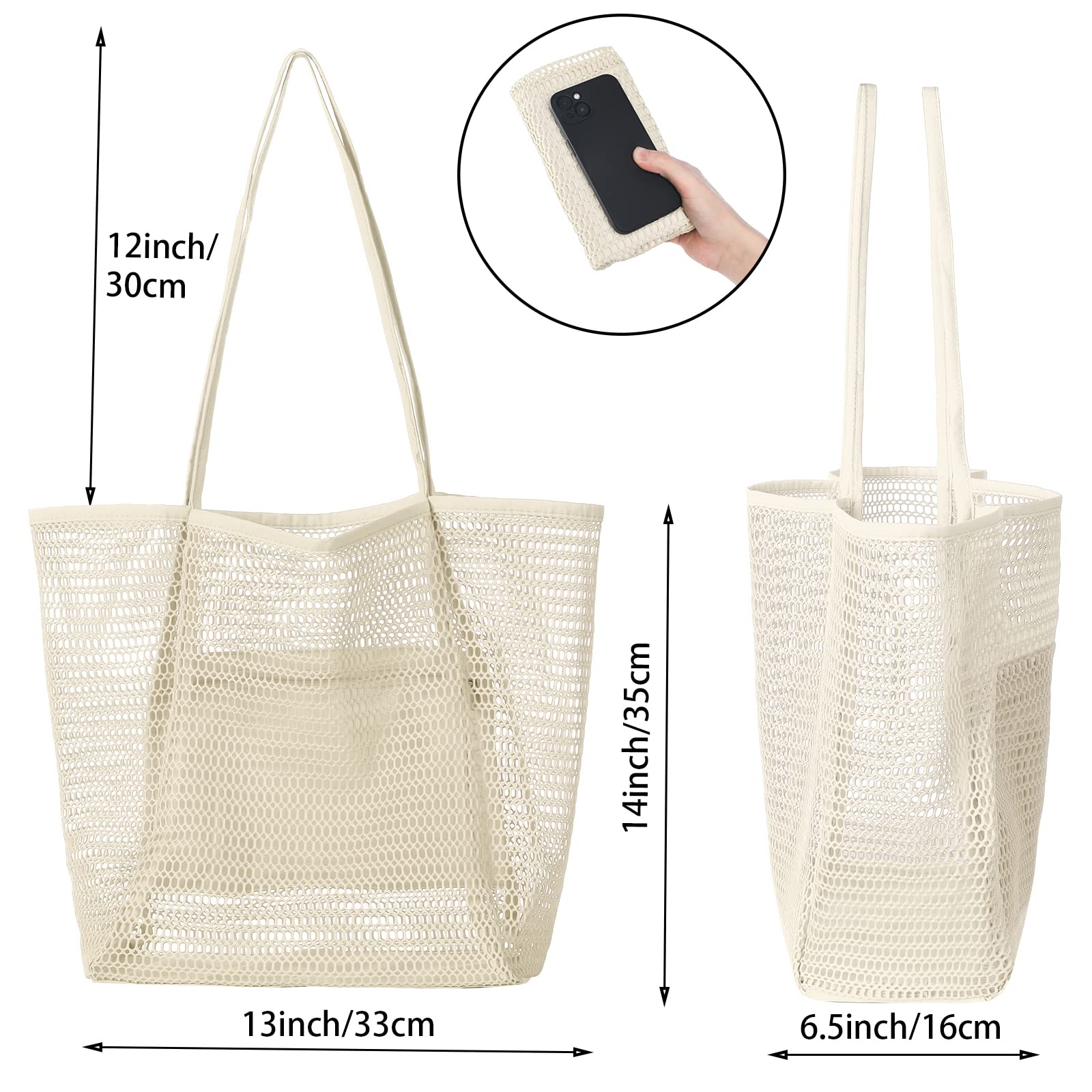 iioscre Mesh Beach Tote Bags for Women - Large Waterproof Casual Hobo Bag for Swimming, Pool, Vacation | Perfect Beach Essentials for Summer Travel, Shopping & Outdoor Activities