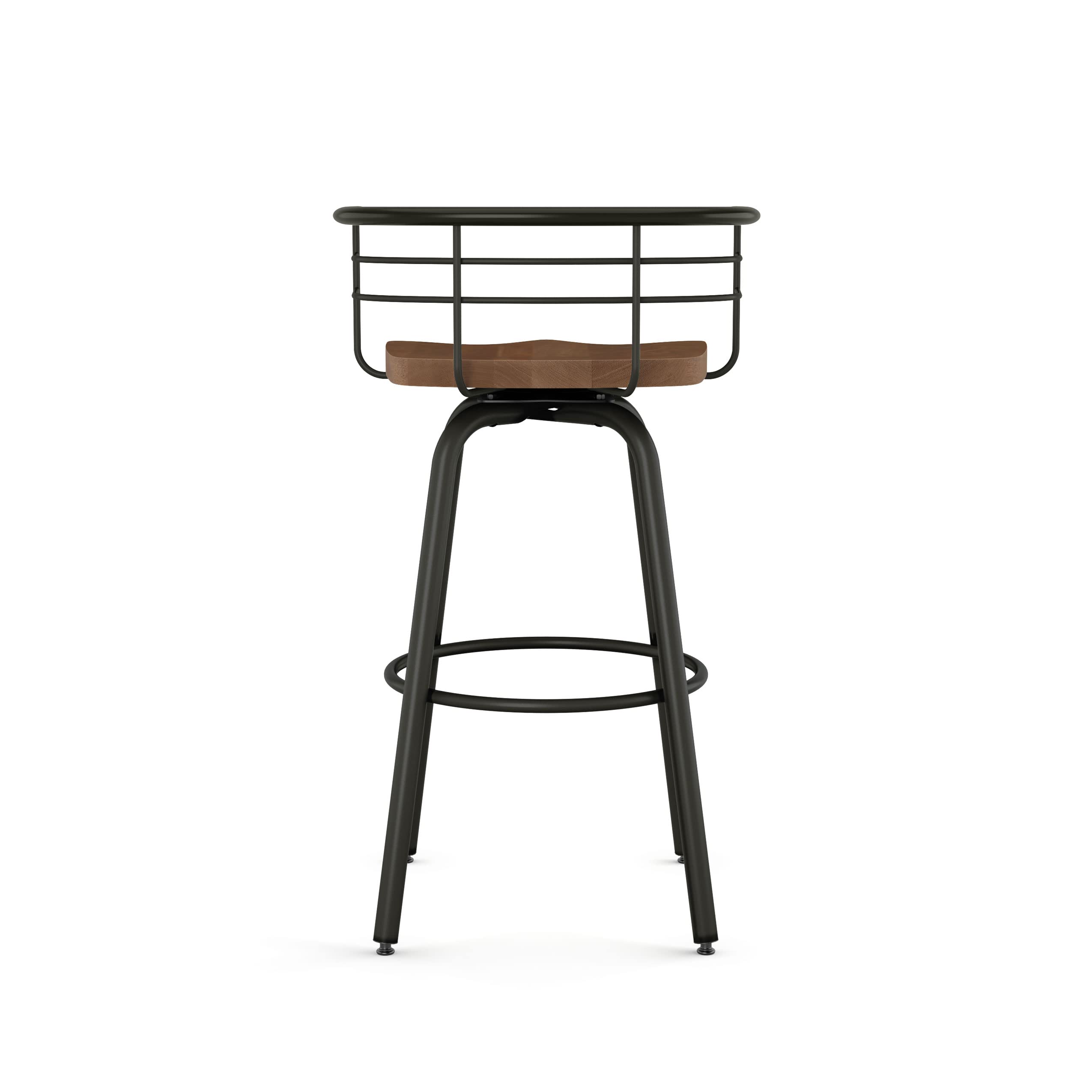 Amisco Brisk 30 Inch Swivel Bar Stool - Light Brown Distressed Wood with Dark Brown Metal Frame - Perfect for Kitchen Islands, Home Bars & Counter Height Dining