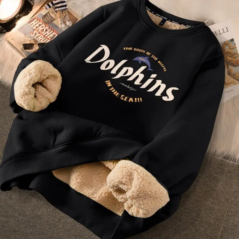 Women's Fleece Hoodie - Warm Thickened Winter Sweatshirt with Cute Print | Cozy Casual Loose Fit Pullover | Perfect for Fall & Winter Outfits, Lounge Wear & Outdoor Activities