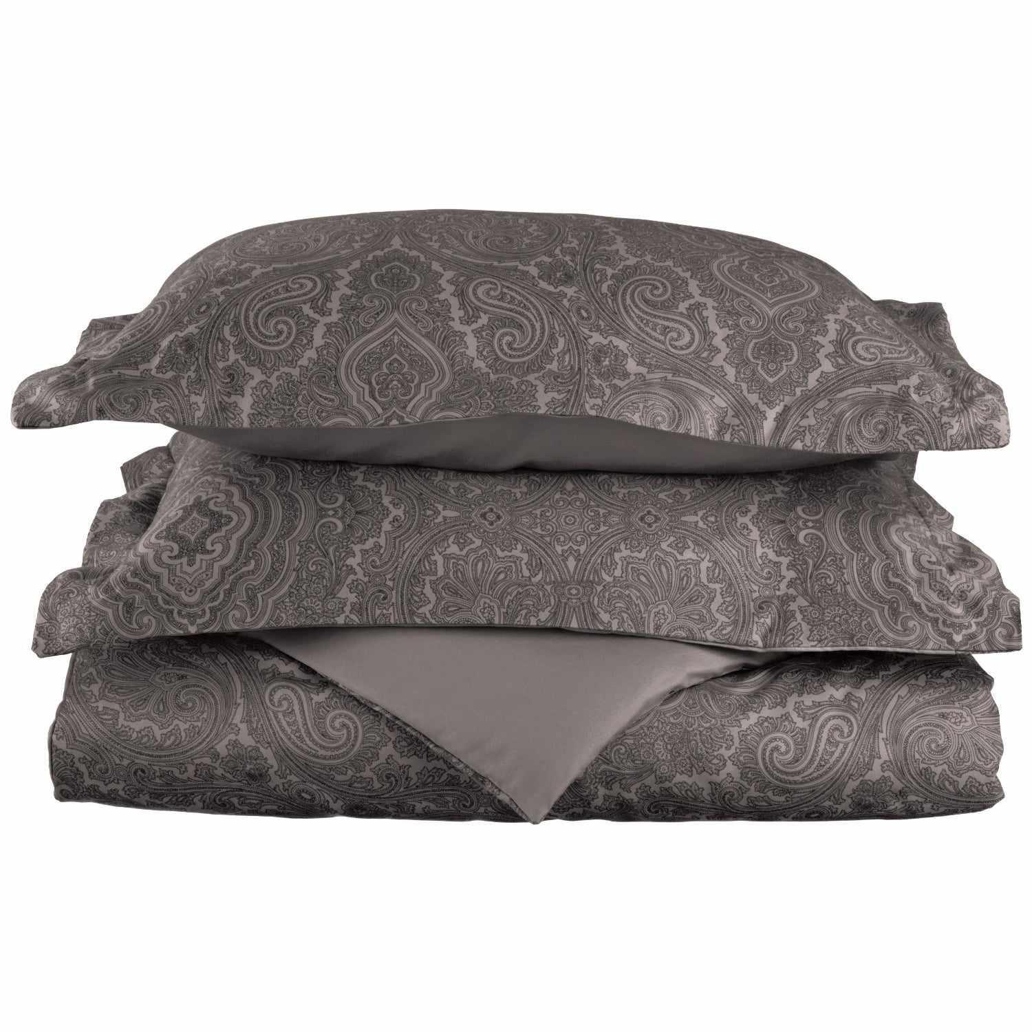 Luxury 600 Thread Count Cotton Blend Italian Paisley Duvet Cover Set - King Size Bedding for Elegant Master Bedroom Decor