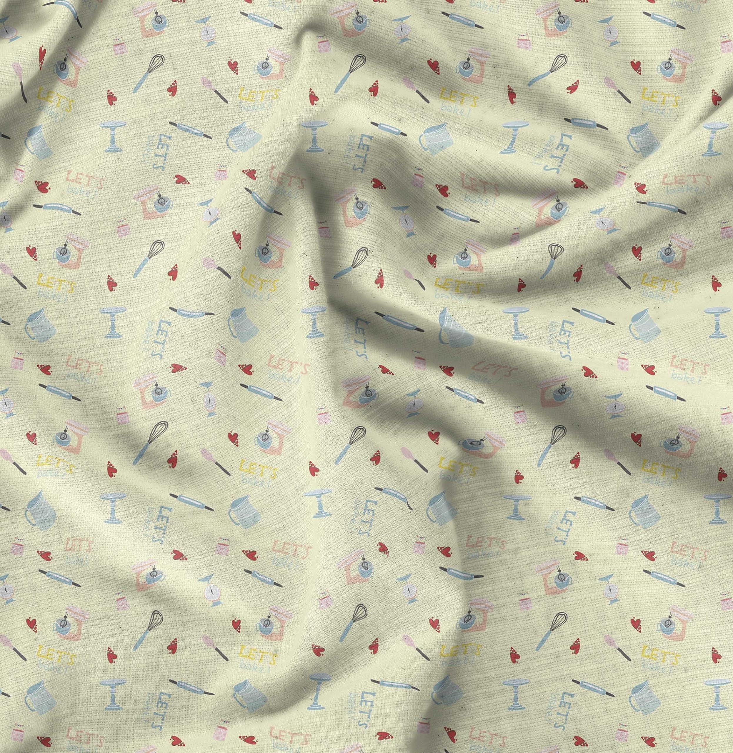 Soimoi Moss Georgette Yellow Fabric by The Yard - 42 Inch Wide Printed Fabric for Baking & Kitchen Textiles - Whimsical Patterns for Baking Enthusiasts - Perfect for Aprons, Table Runners & DIY Crafts