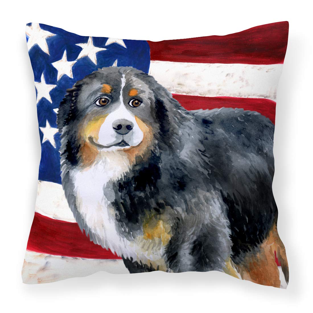 Bernese Mountain Dog Patriotic Pillow - Washable 18x18 for Couch, Bed & Patio Decor