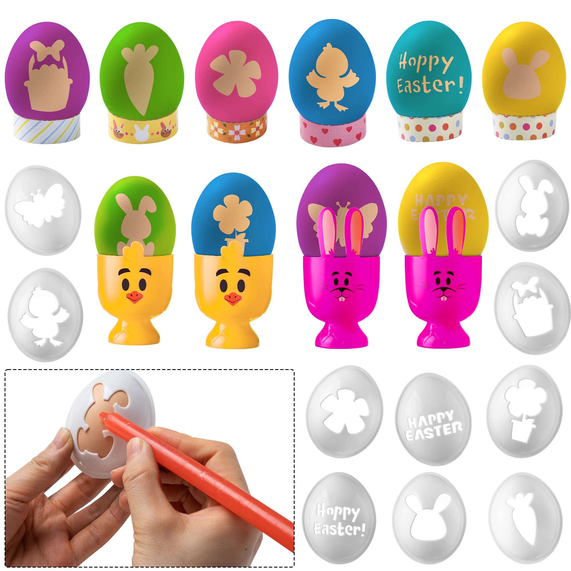 Klever Kits 40Pcs Easter Egg Dye Kit - DIY Easter Egg Decorating Set with Vibrant Dye Tablets, Sturdy Stands & Fun Stencils - Perfect for Easter Parties, Creative Family Activities & Holiday Gifts - Great for Easter Celebrations, Kids Crafts & Springtime Decorations