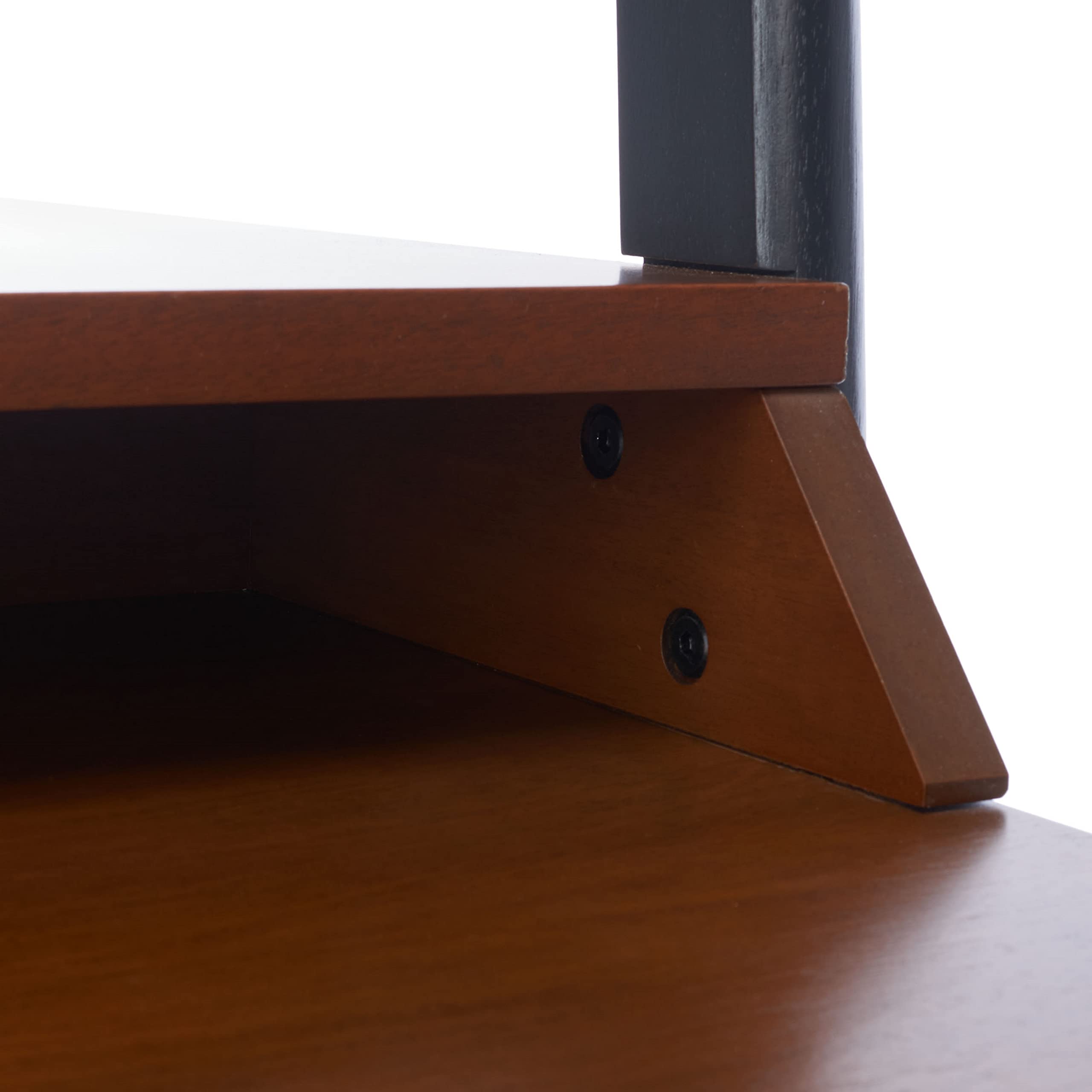 SAFAVIEH Pamella Honey Brown & Charcoal 2-Shelf Leaning Desk - Modern Home Office Furniture for Small Spaces, Bedroom, or Living Room Workspace