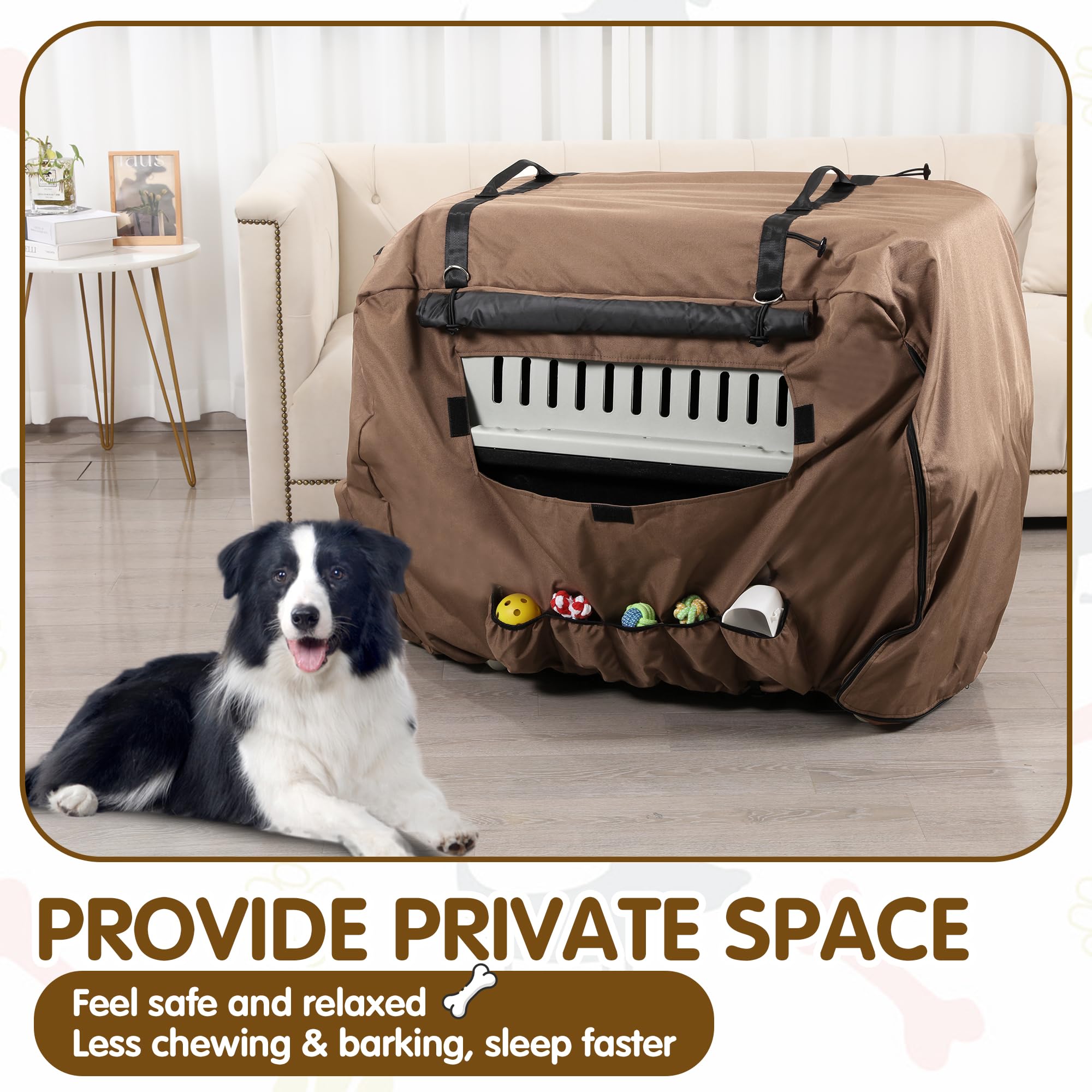 BALAPET Large Thickened Insulated Dog Kennel Cover - Waterproof Oxford Fabric Pet Crate Cover with Windows for Winter Protection, Privacy & Anxiety Relief - Ideal for Puppy Training, Crate Topper & Cold Weather Use