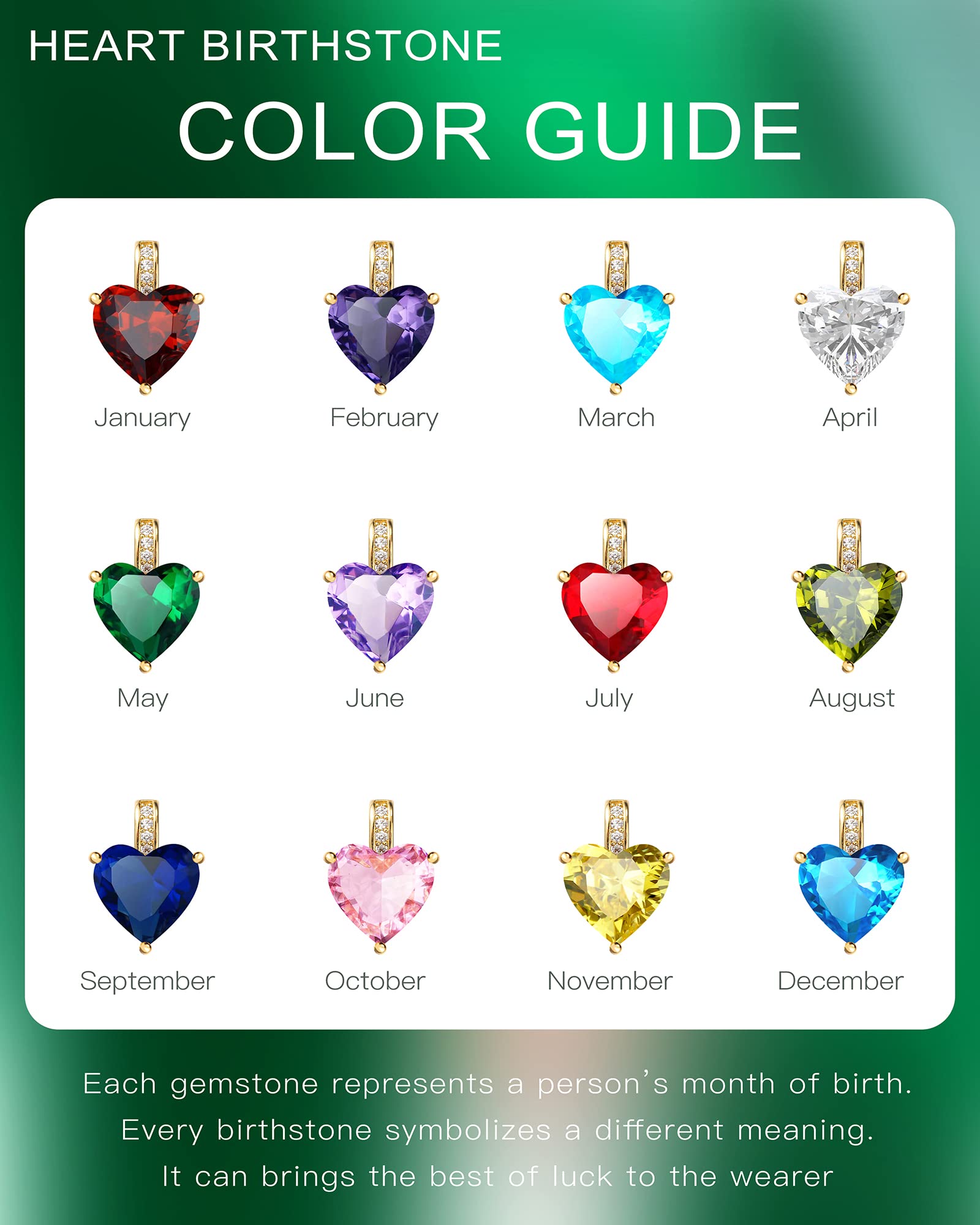 Genuine Birthstone Necklace for Women - Sterling Silver Heart Pendant with Personalized Birthstone - Romantic Birthday Gift for Her, Anniversary Present, Valentine's Day Jewelry (Perfect for Mother's Day, Wedding & Special Occasions)