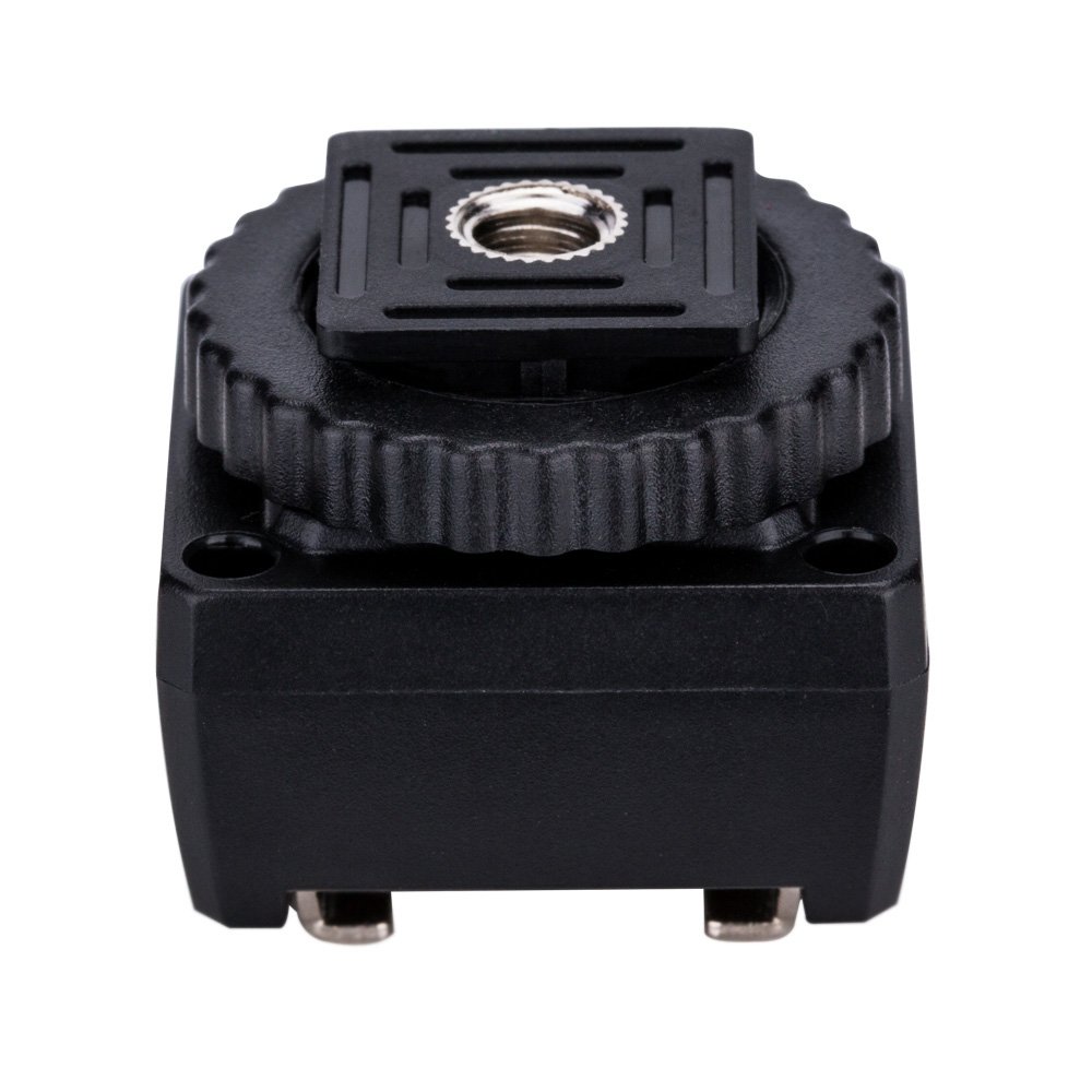 JJC Hot Shoe Adapter with PC Sync & 3.5mm Port for Off-Camera Flash - Studio Lighting Accessory