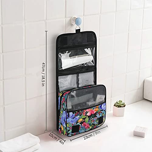 Floral Hanging Toiletry Bag - Waterproof Travel Cosmetic Organizer with Clear Pockets for Makeup, Shampoo & Toiletries | Perfect for Camping, Gym & Vacation Trips