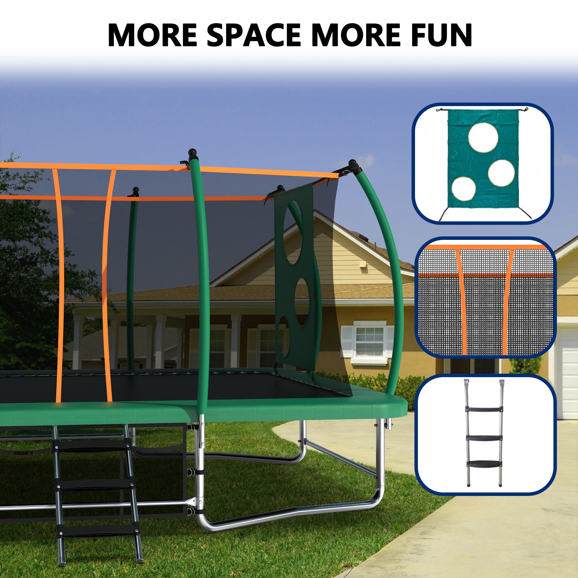 10X16FT Outdoor Square Trampoline for Kids & Adults - Heavy Duty Rectangular Tumbling Trampoline with Safety Net - Perfect for Backyard, Gym Training & Family Fun