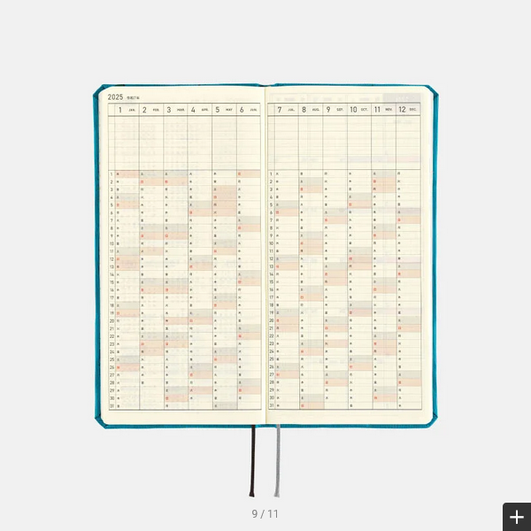 Hobonichi Techo 2025 Bow & Tie Cherry Weeks Hardcover Planner - Weekly Horizontal Layout, January Start, Monday Start, English Edition - Perfect for Journaling, Planning & Productivity