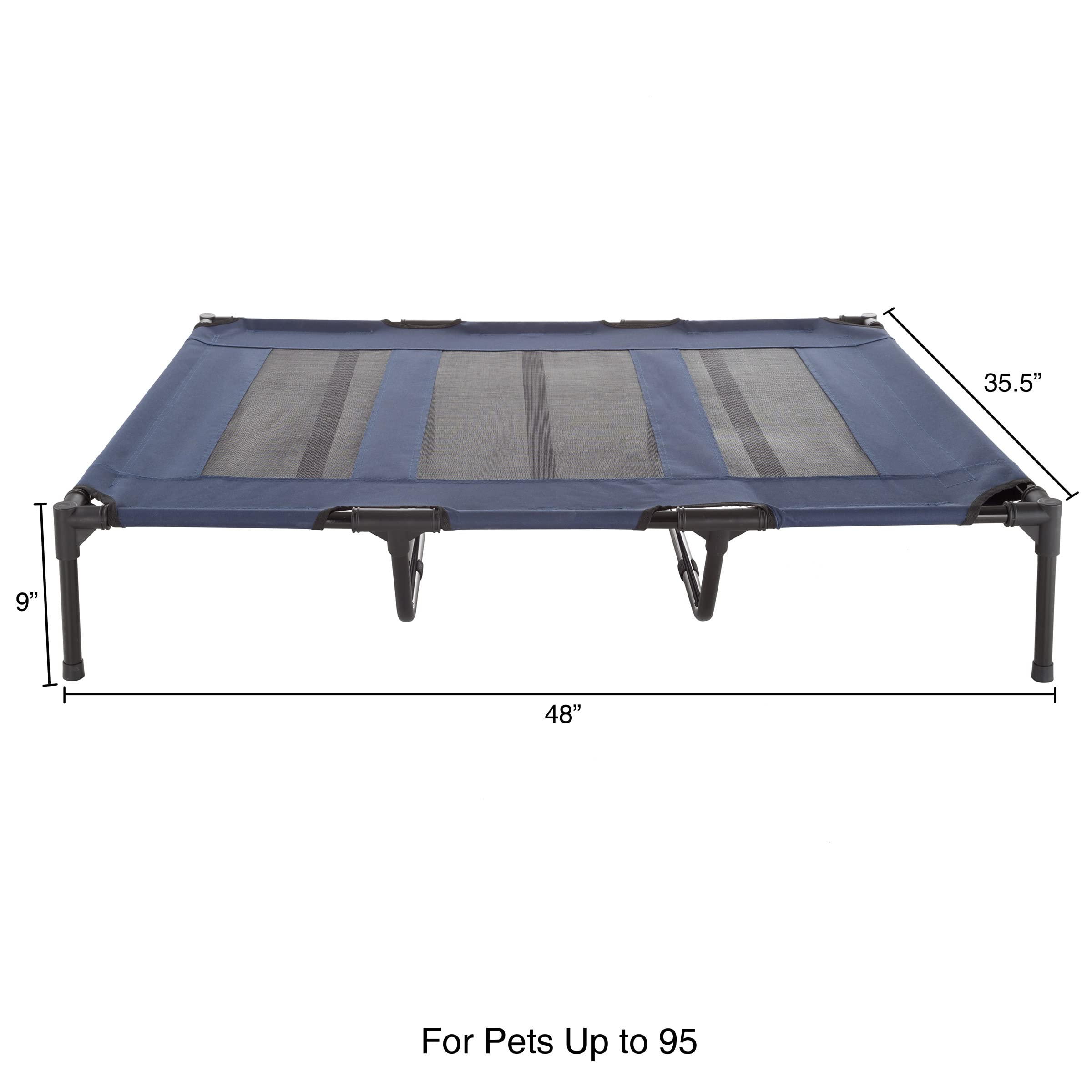 Premium Elevated Dog Bed - 48x35.5 Inch Portable Pet Cot with Non-Slip Feet - Indoor/Outdoor Cooling Bed for Large Dogs up to 110lbs - Durable & Breathable Design for Home, Patio, Camping & Travel - PETMAKER (Blue)